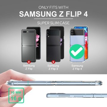 Nalia Smartphone-Hülle Samsung Galaxy Z Flip4, Klare Transparente Hülle / Harte Rückseite & Verstärkter Silikon Rand