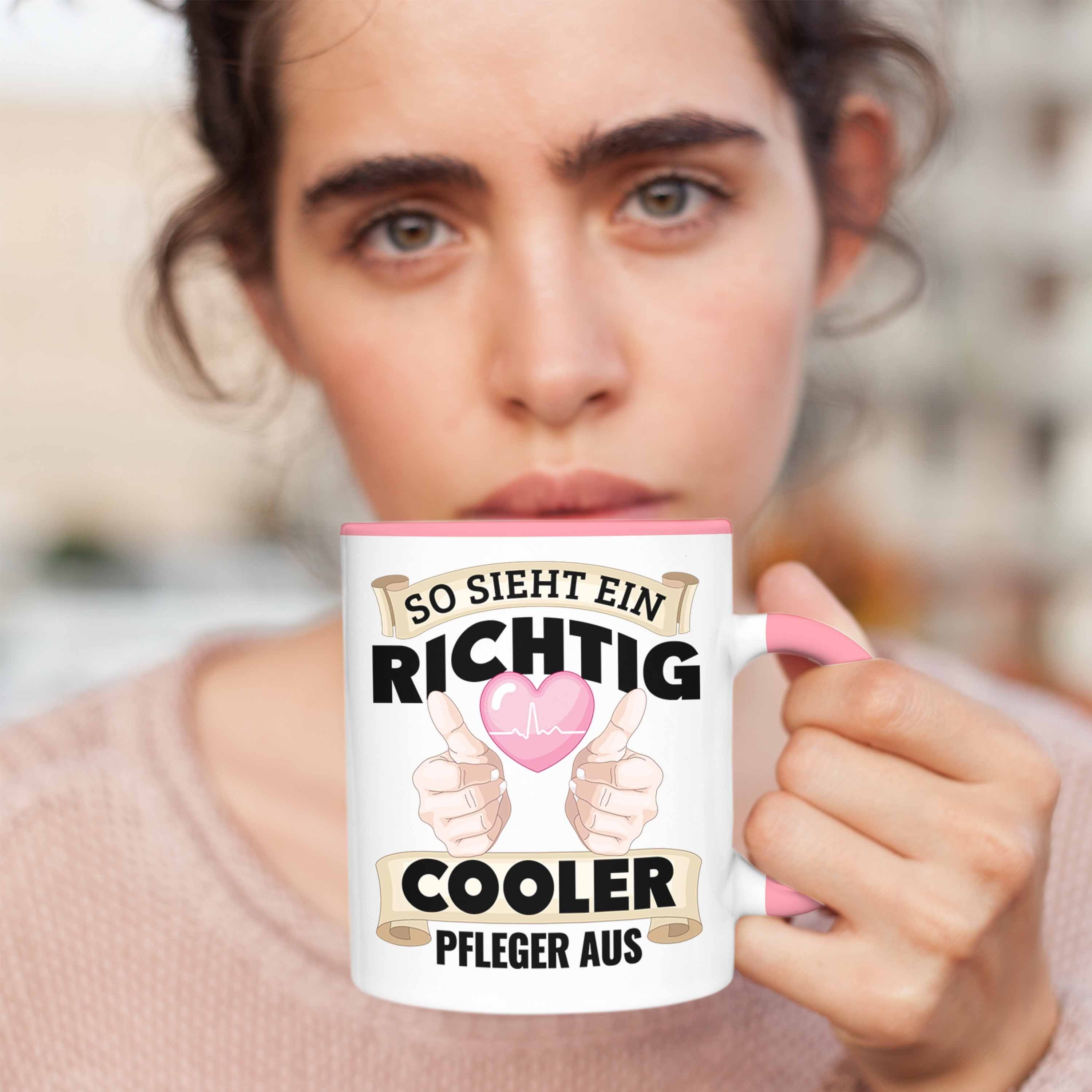 Geschenkidee Tasse Geschenk Pflegekraft Tasse Pfleger Krankenpf Rosa Altenpfleger Trendation