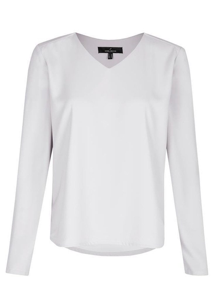 HECHTER PARIS Langarmshirt HECHTER Paris ESSENTIALS Damen Crêpe-Shirt Langarm Weiß