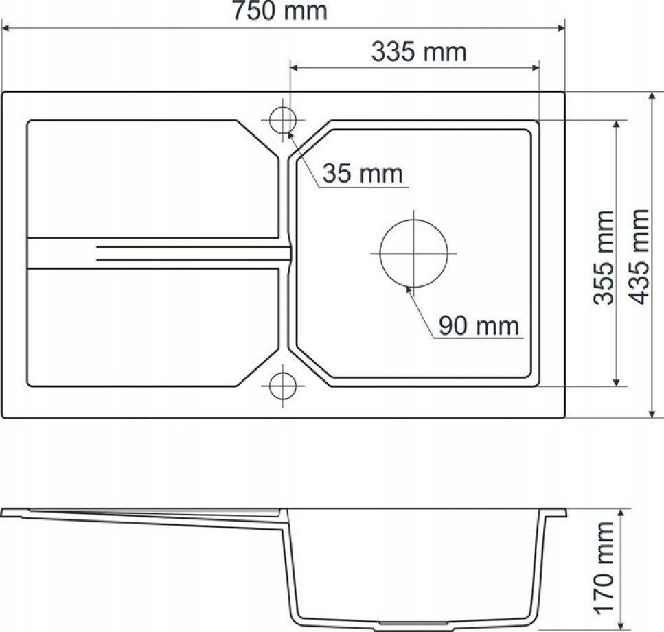 pressiode Küchenspüle Einbauspüle 750x435mm + Granit Armatur graphit Küchenspüle Farbauswahl