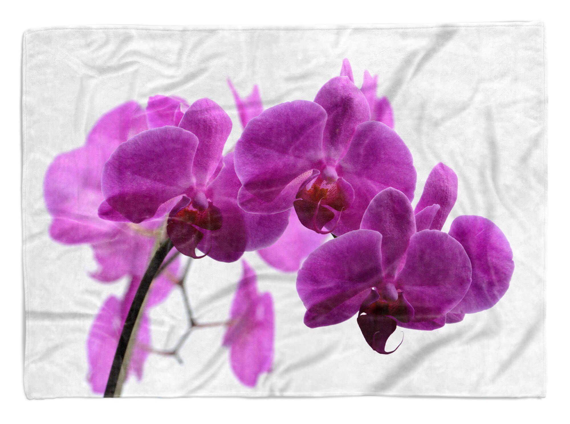 Sinus Art Handtücher Handtuch Strandhandtuch Saunatuch Kuscheldecke mit Fotomotiv Orchidee Blume Blü, Baumwolle-Polyester-Mix (1-St), Handtuch