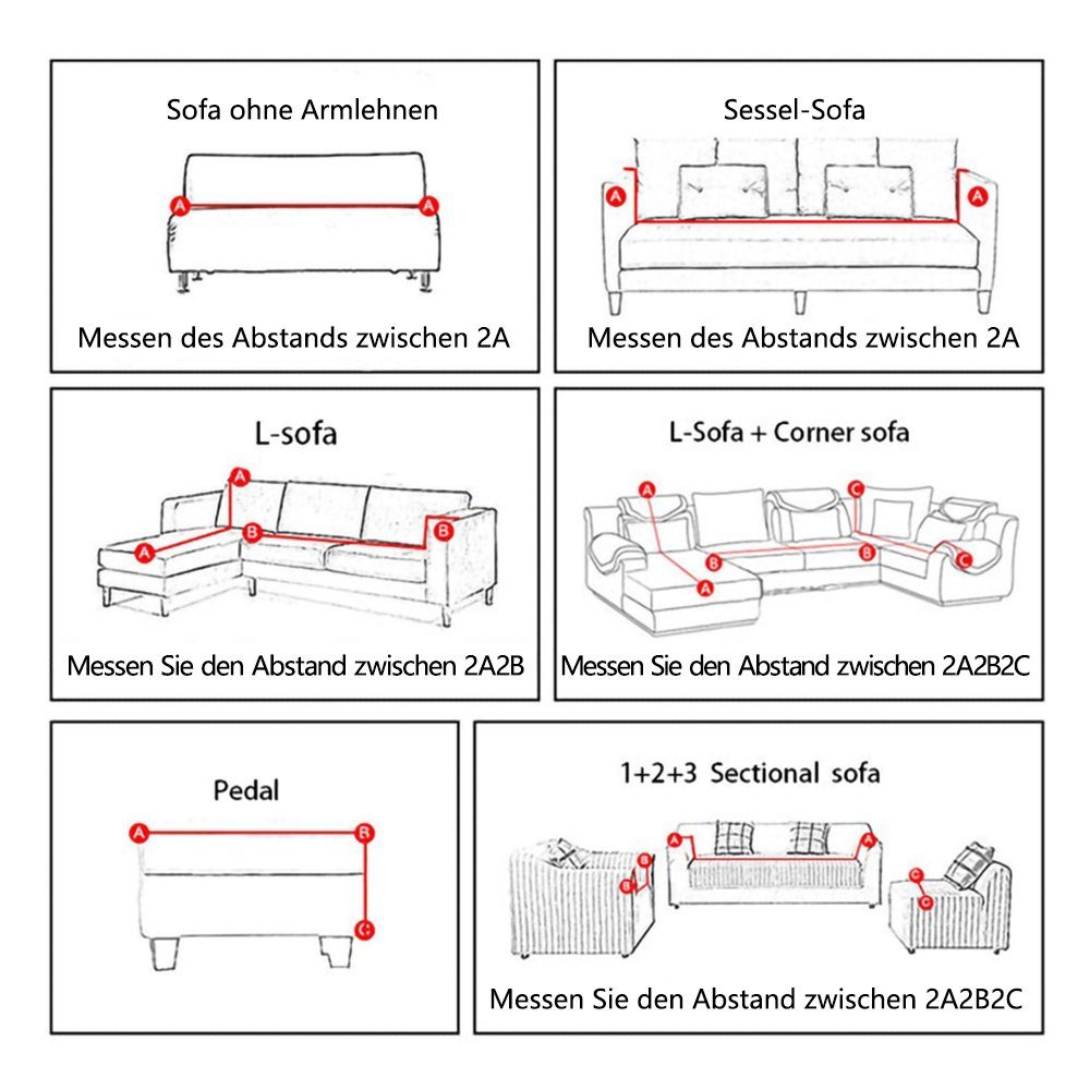 Sofahusse Stretch Anti Sofa Juoungle Wohnzimmer, für für Sofahusse, Slip Möbelschutz braun(90-140cm)