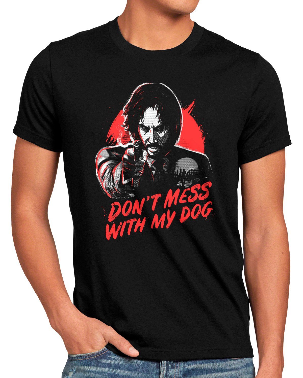 style3 Print-Shirt Herren T-Shirt Do Not Mess With My Dog john wick keanu reeves 2 3 4 5 6 blu-ray dvd