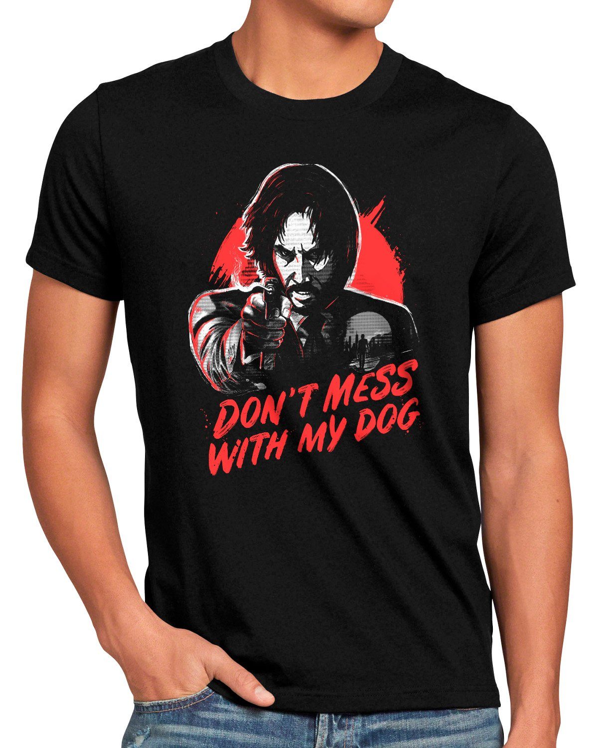 style3 Print-Shirt Herren With Dog 6 5 dvd 4 Not wick john reeves Do Mess 3 T-Shirt 2 keanu blu-ray My