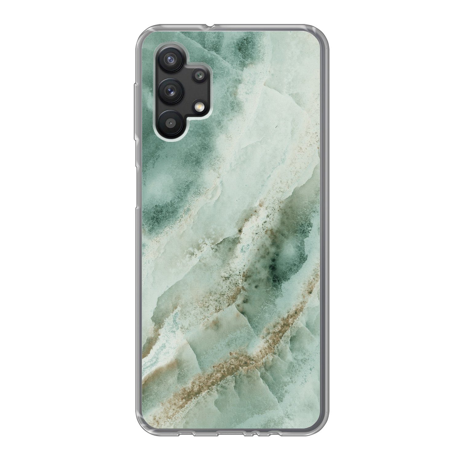MuchoWow Handyhülle für Samsung Galaxy A32 5G Naturstein - Grün - Chic, Smartphone-Bumper, Print, Handy Schutzhülle Dünn
