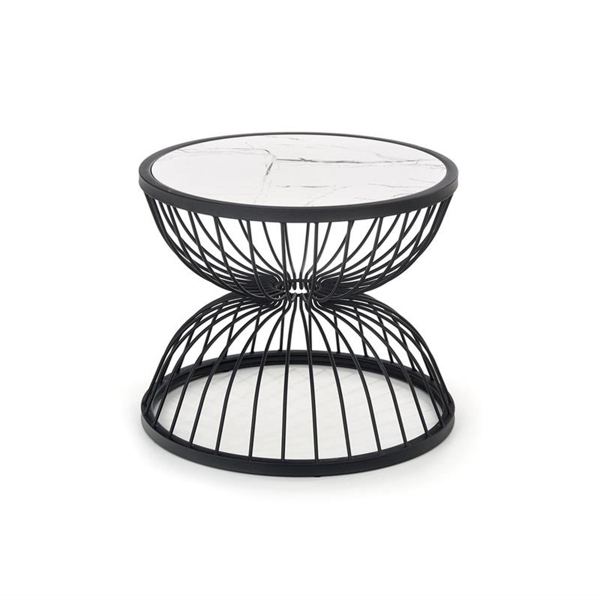 cm 50 Home cm Stück, (1 Couchtisch Ideas Couchtisch Marmor rund schwarz Optik Metallgestell Cosy weiße Tisch), 1 1-St., Breite 50