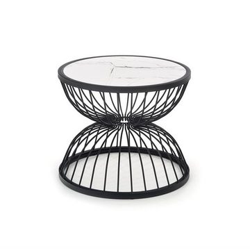 Cosy Home Ideas Couchtisch Couchtisch 50 cm rund weiße Marmor Optik Metallgestell schwarz (1 Stück, 1-St., 1 Tisch), Breite 50 cm