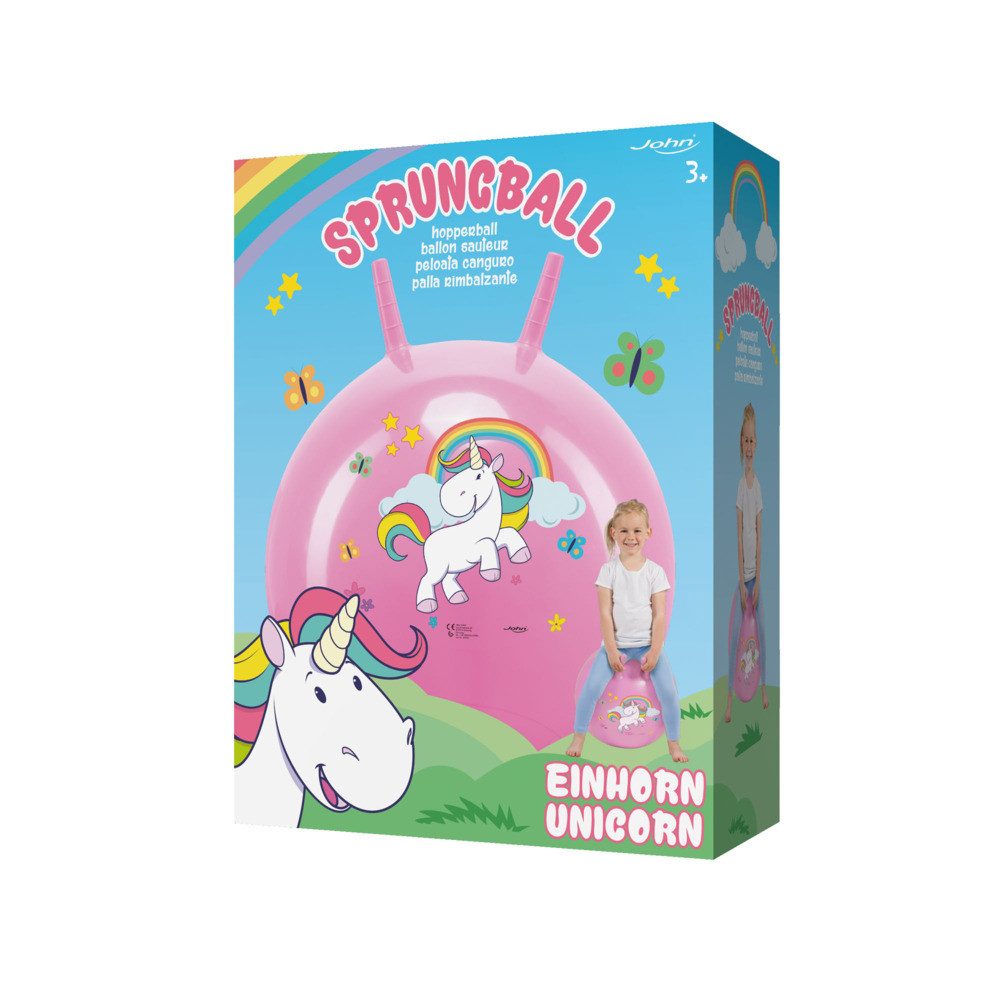 John GmbH Hüpfball John Sprungball Einhorn mit 2 Griffen Ø45-50cm