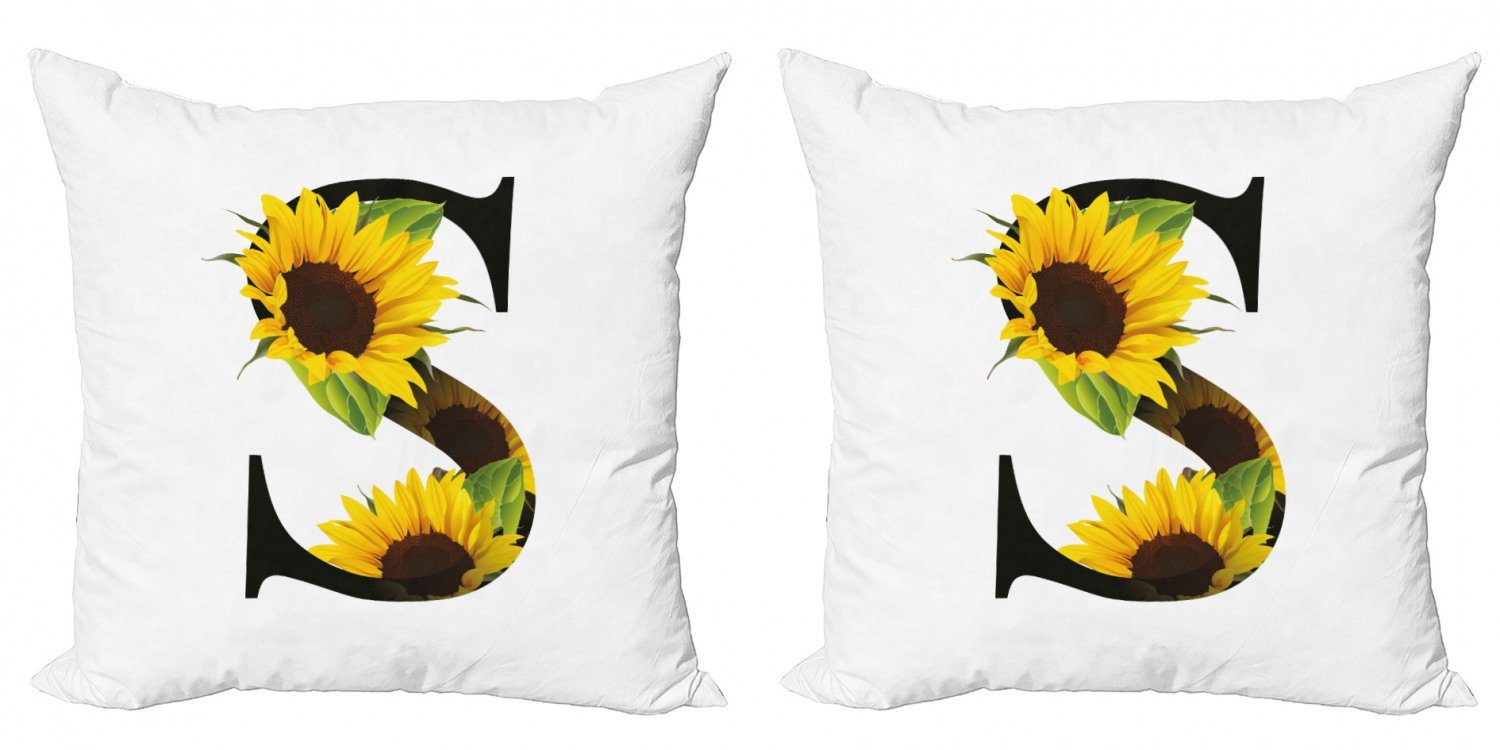 Kissenbezüge Modern Accent Doppelseitiger Digitaldruck, Abakuhaus (2 Stück), Briefe Sunflower Art Design