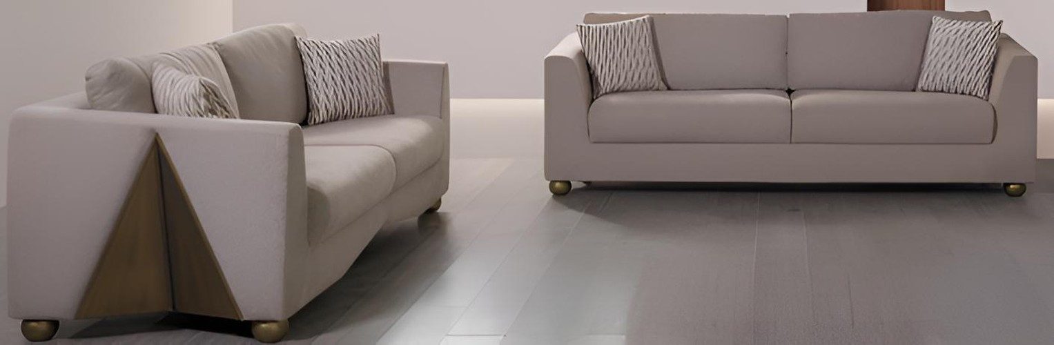 JVmoebel Beige Sofa-Set 3+3 Minimalistischer Stil Glatte Ecken Modernes Design, (2-tlg)