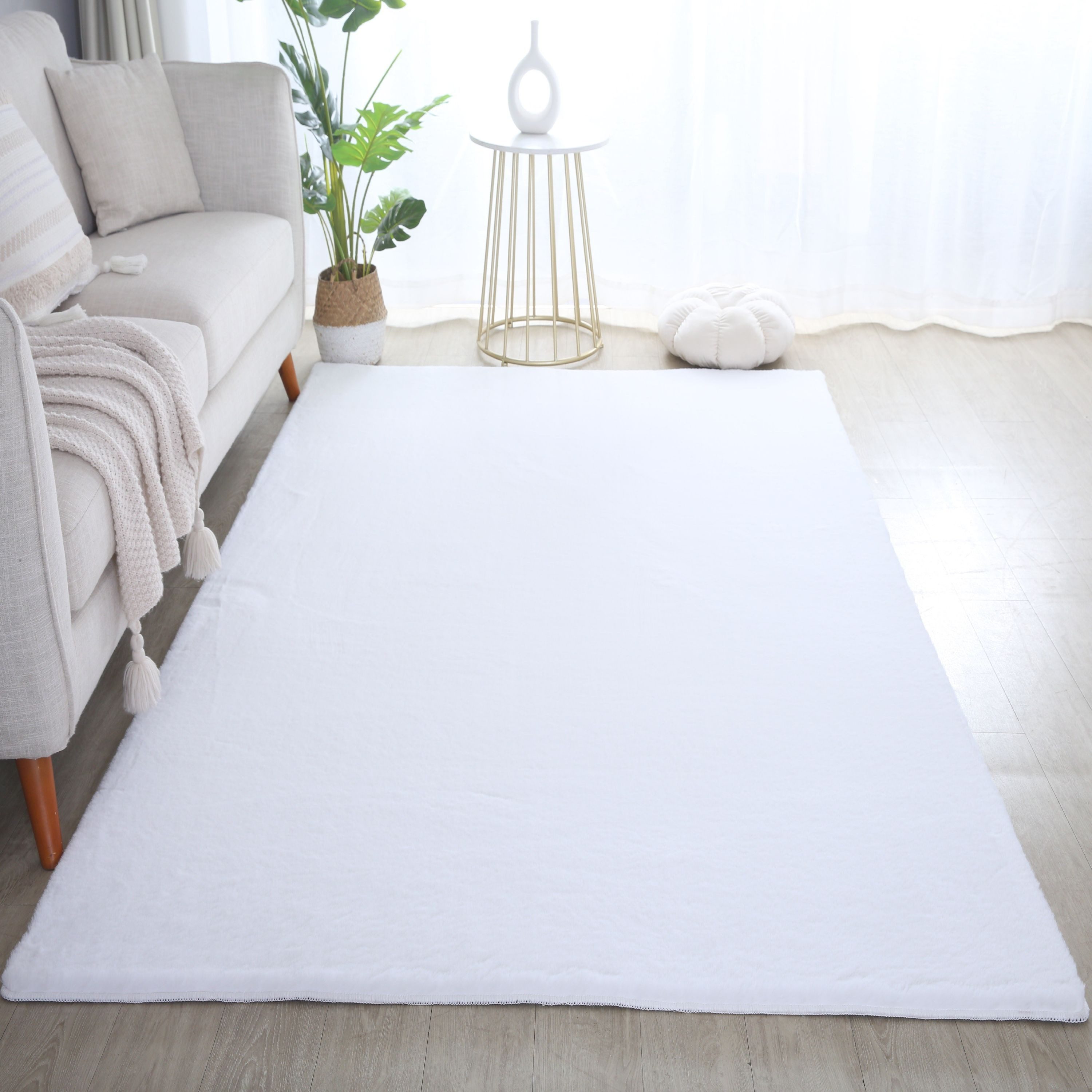 SIMPEX24 Teppich Unicolor - Einfarbig, Rechteckig, Höhe: 20 mm, Teppich Wohnzimmer Einfarbig Shaggy Modern Flauschiger Felloptik Weich