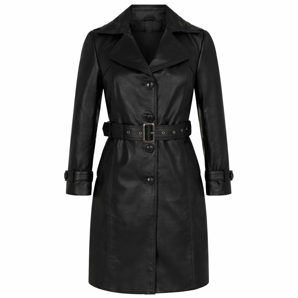 Mouflon Lederjacke Camila Einreihiger Ledertrenchcoat aus echtem, softem Lammnappa-Leder.