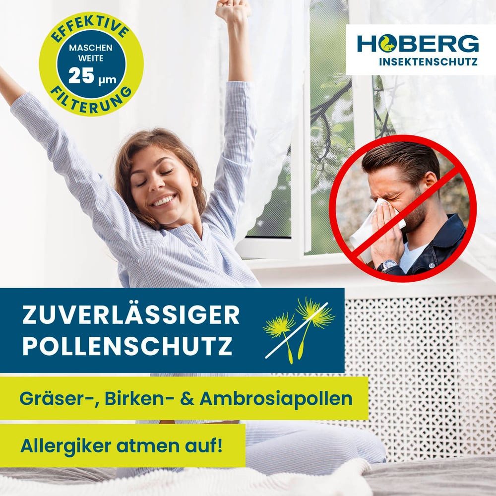 Hoberg Insektenschutz-Fensterrahmen Fliegengitter Moskitonetz inkl. Pollenschutz 150x130cm, (2-St), Fliegennetz, individuell zuschneidbar