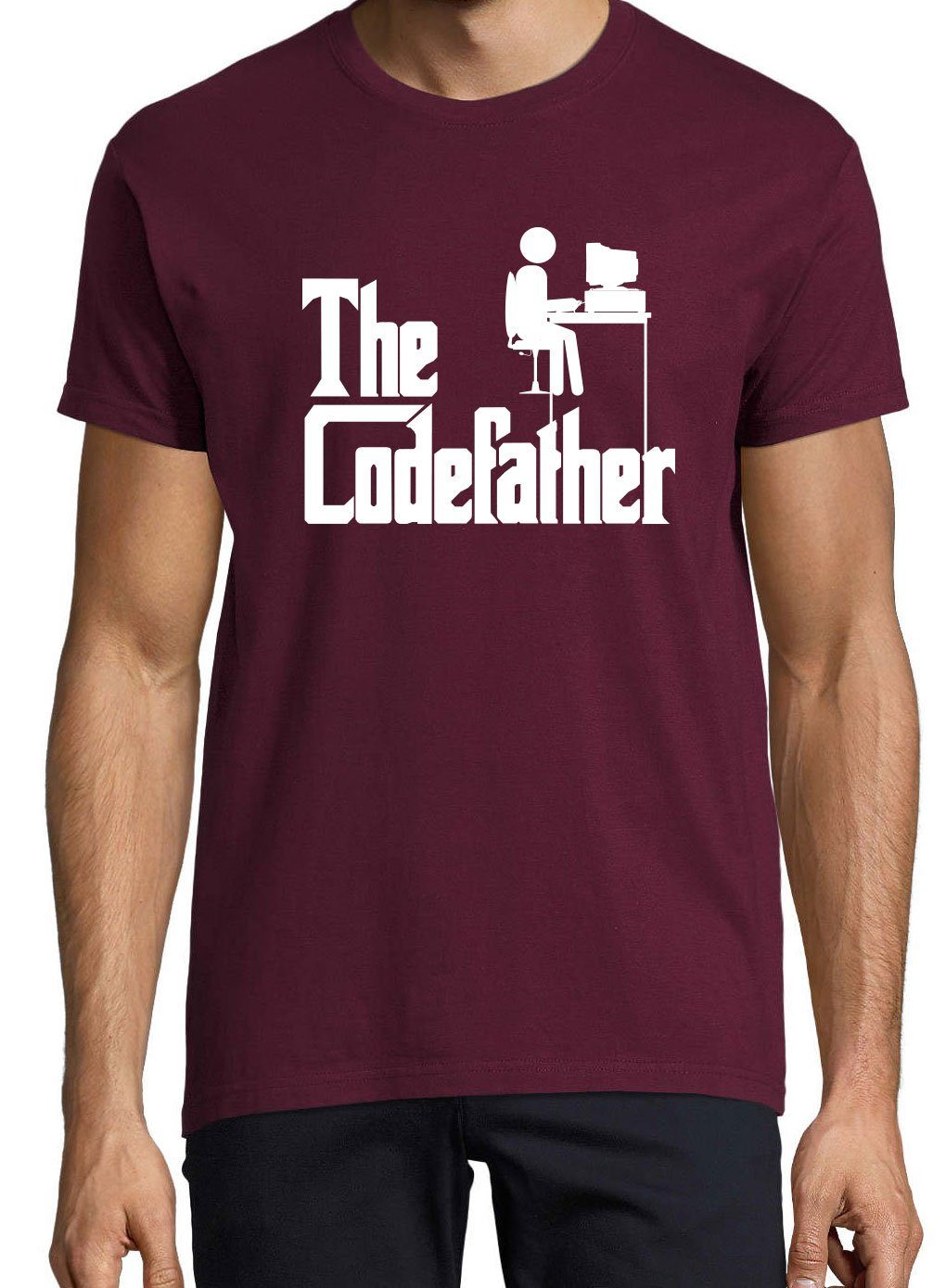 The T-Shirt mit Burgund Codefather Youth Designz lustigem Frontprint Herren T-Shirt