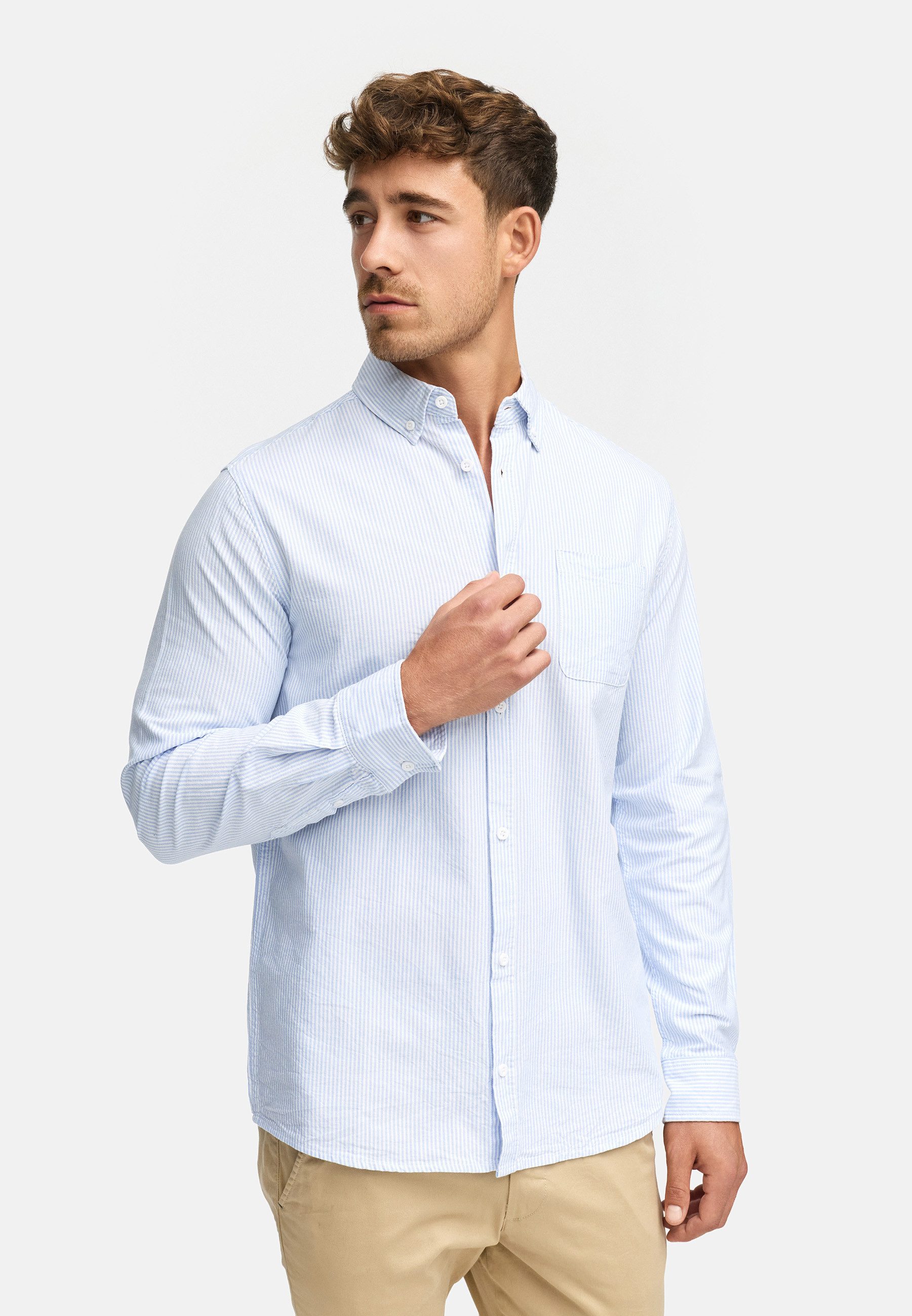 Indicode Langarmhemd Herren Kepner Herrenhemd Langarm mit Button-Down-Kragen und Brusttasche