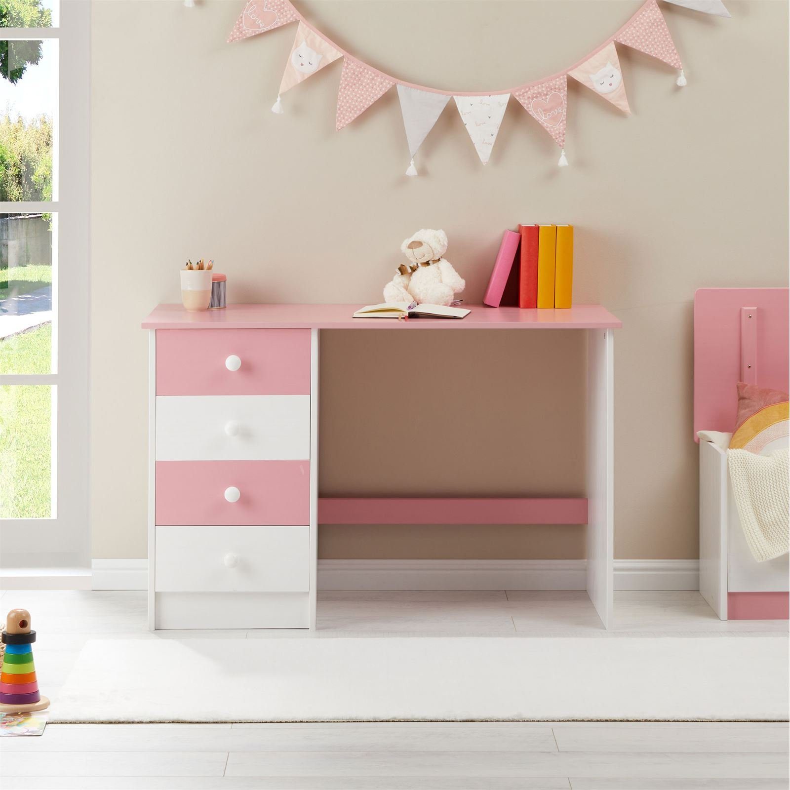 IDIMEX Schreibtisch ARNE, Schreibtisch Kinderschreibtisch mit 4 Schubkästen günstig online kaufen