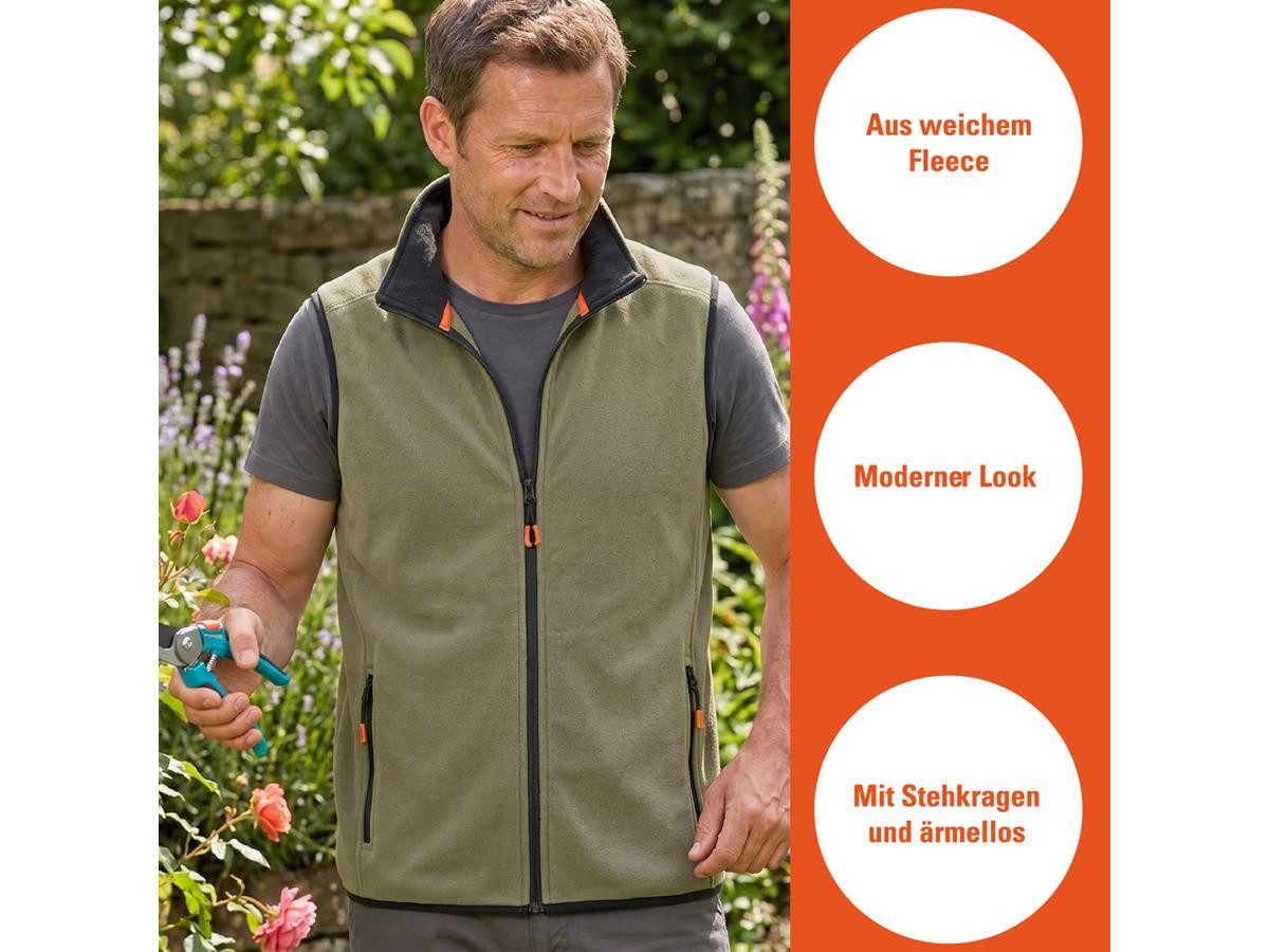 GARDENA Fleeceweste Herren Weste aus Soft Fleece dezentes Ton-in-Ton Gardena Logo auf der Rückseite, 100% Polyester
