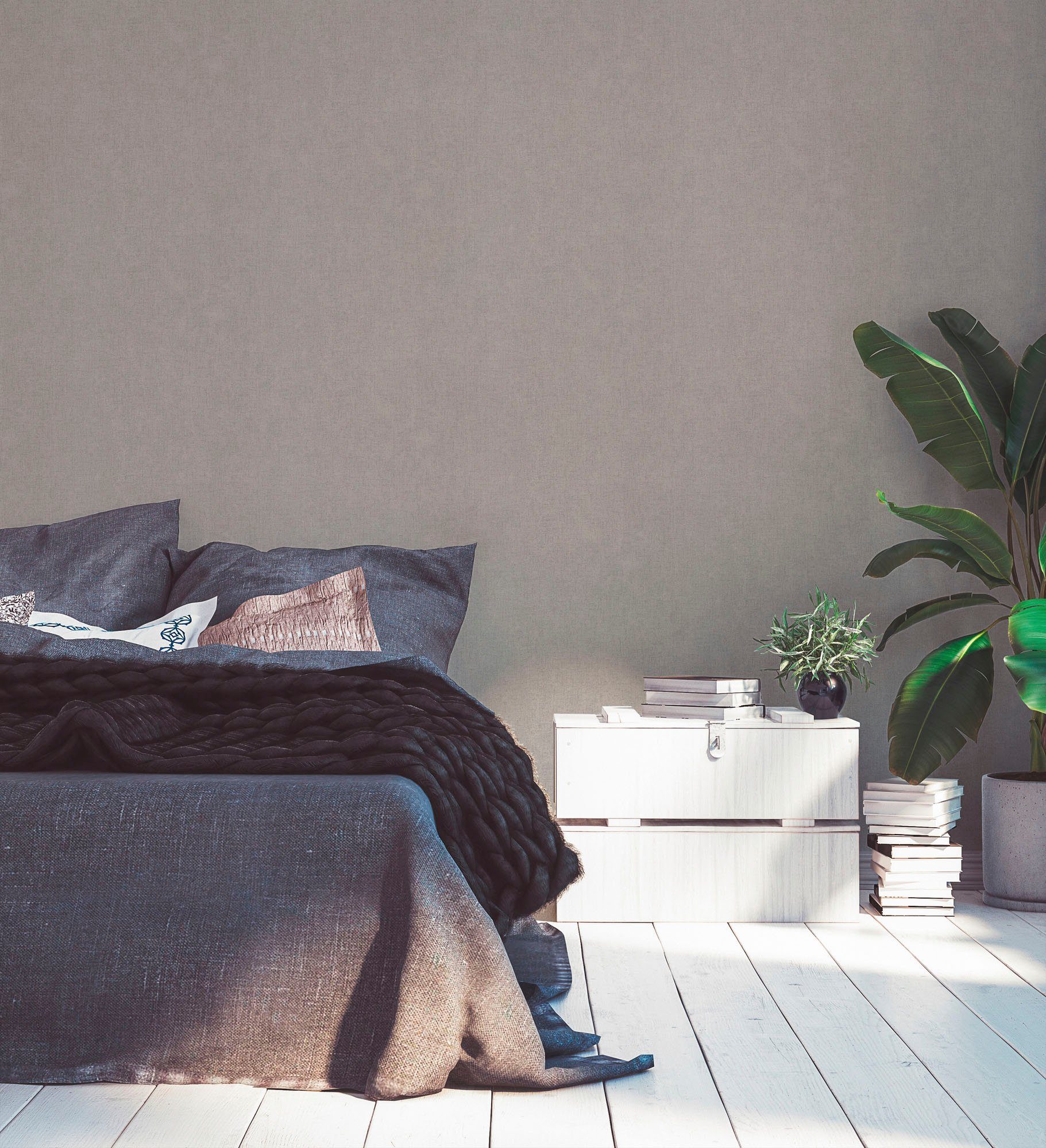 A.S. Création Vliestapete Hygge, glatt, einfarbig, unifarben, Ton-in-Ton, Tapete einfarbig Tapete Uni Tapeten Wohnzimmer Schlafzimmer Küche Flur