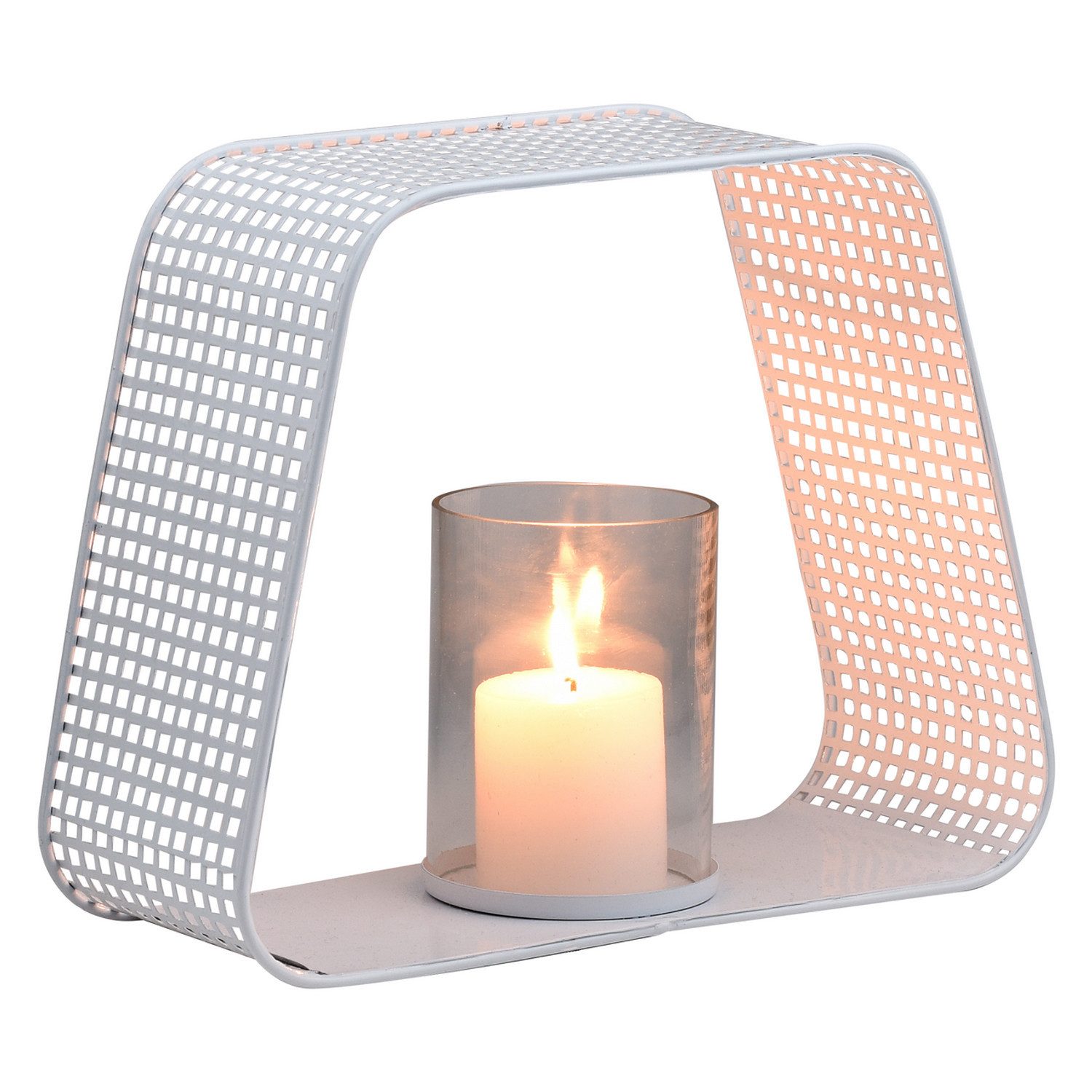 Marrakesch Orient & Mediterran Interior Teelichthalter Aesthetic Deko Teelichthalter Windlicht Kerzenhalter Rineira Weiß 25cm, freistehend mit Glaseinsatz