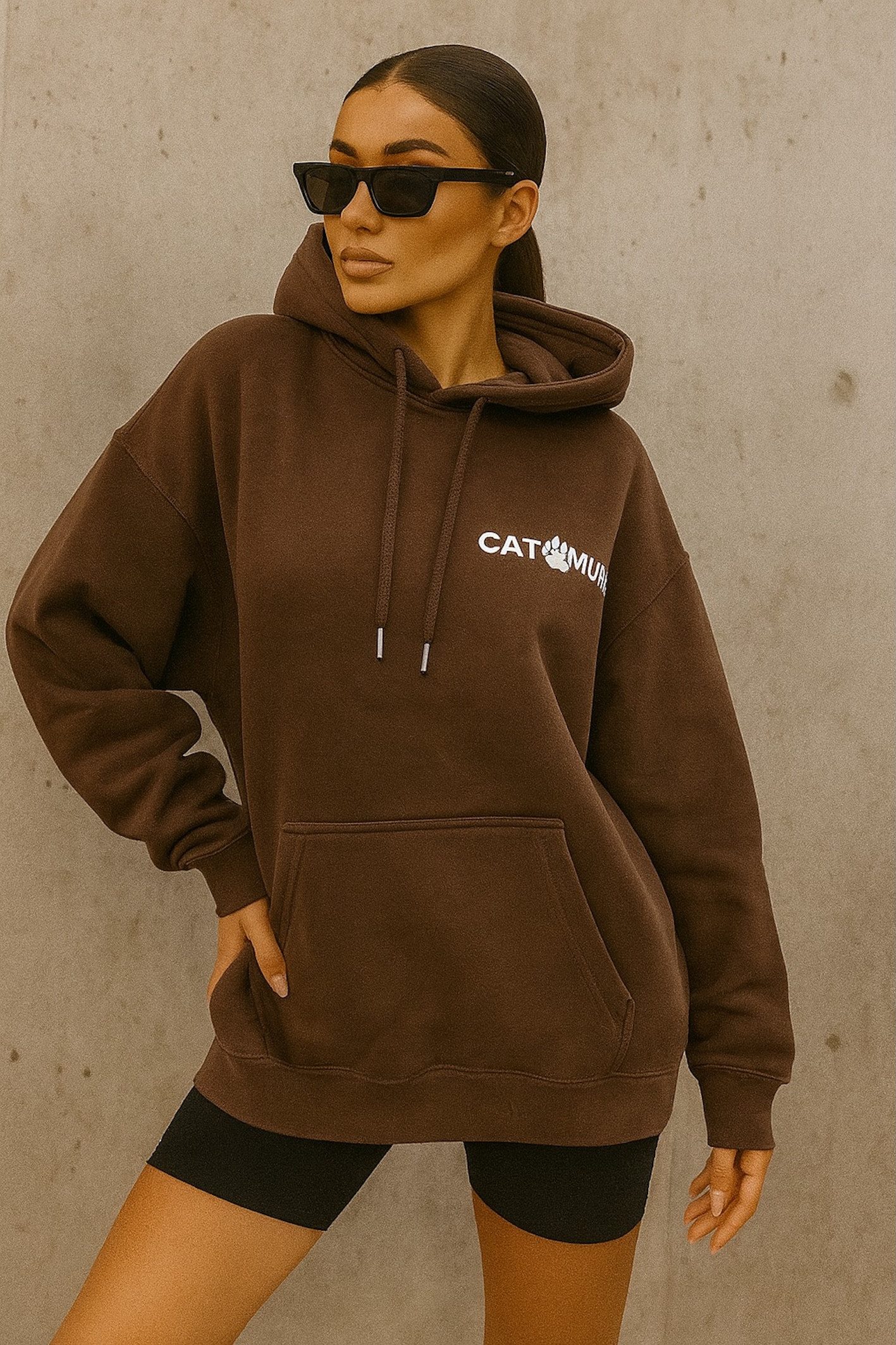 Worldclassca Hoodie Worldclassca Oversized CAT MUM Print Hoodie Kapuzenpull günstig online kaufen