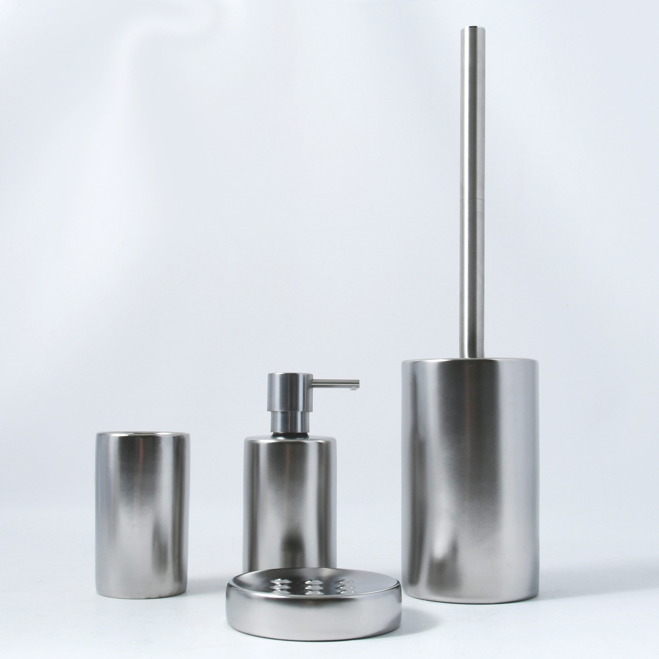 spirella WC-Garnitur Spirella Toilettenbürste Klobürste WC Garnitur Porzellan matt silber, Toilettenbürste, hochwertige Keramik, festliches Finish, silber matt