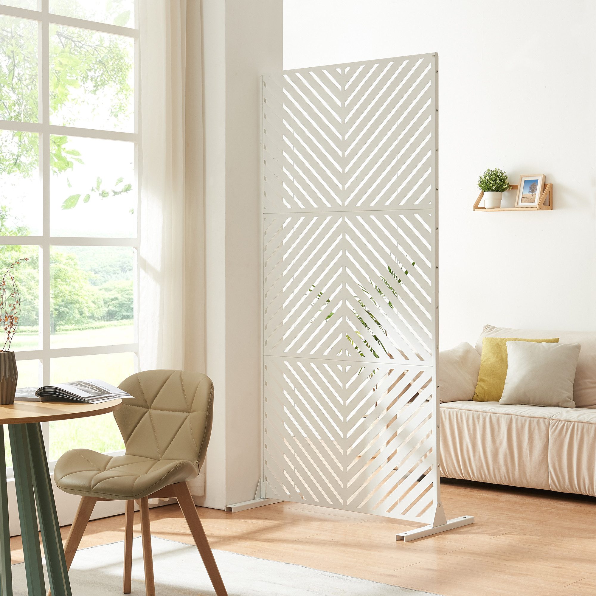 casa.pro Raumteiler, »Kekan« Indoor verzinkter Stahl 200 x 100 x 50 cm Weiß günstig online kaufen