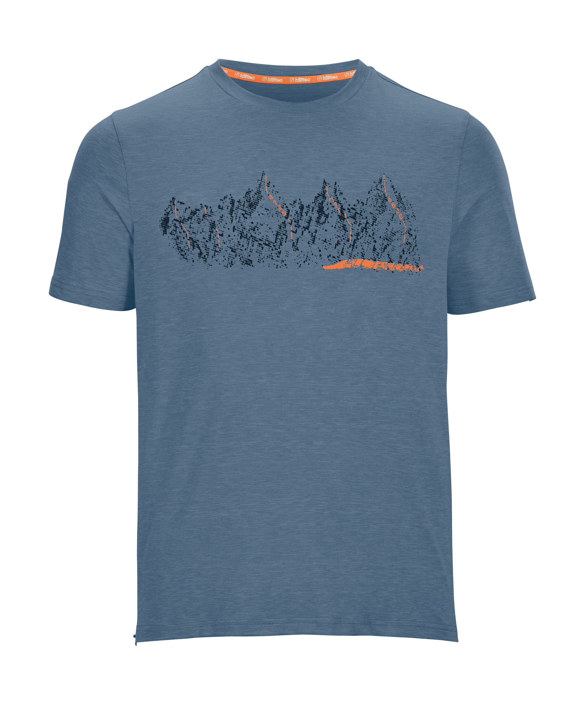 Killtec T-Shirt MN TSHRT C Schnelltrocknendes Herren T-Shirt mit Berg-Print und Melange-Optik