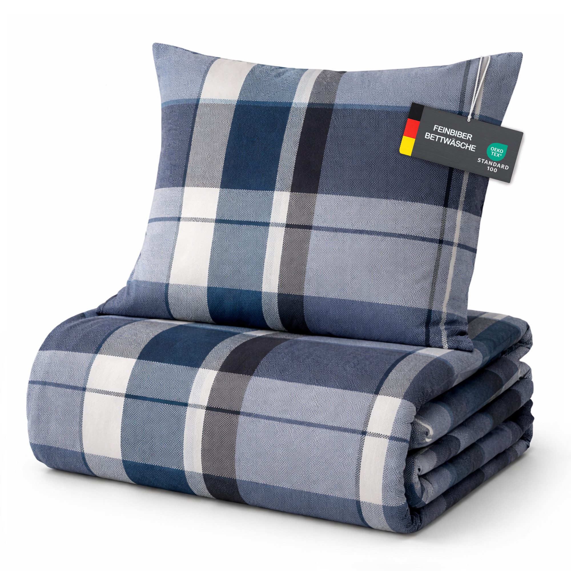 Bestlivings Bettwäsche Set "Feinbiber" für den Winter, Mischgewebe, 2 teilig, 135x200/80x80cm, 65% Baumwolle/35% Polyester, atmungsaktiv, extra warm