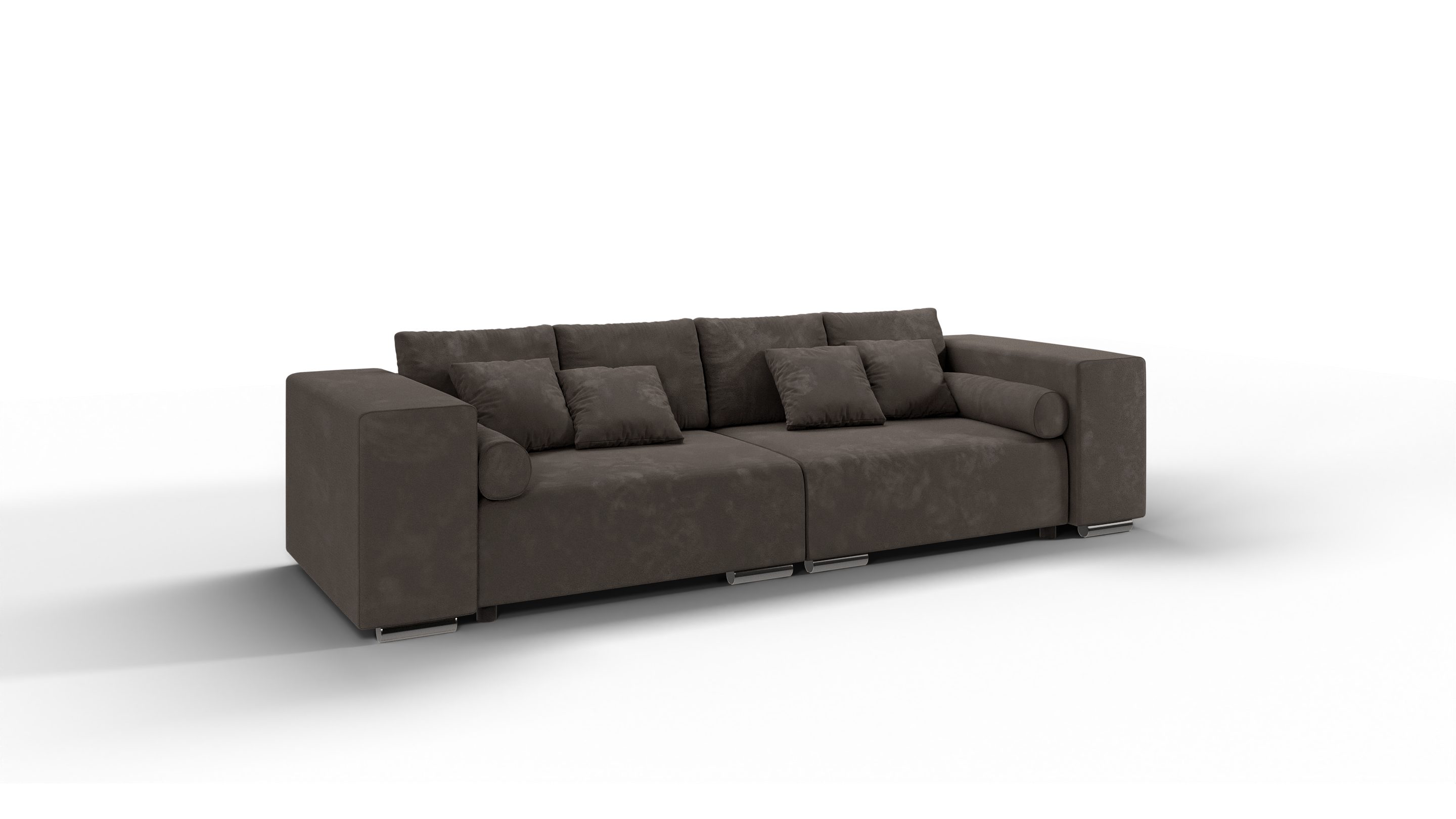 Big-Sofa 5-Sitzer mit S-Style Braun Cork Wellenfederung mit Khaki Schlaffunktion, Möbel -