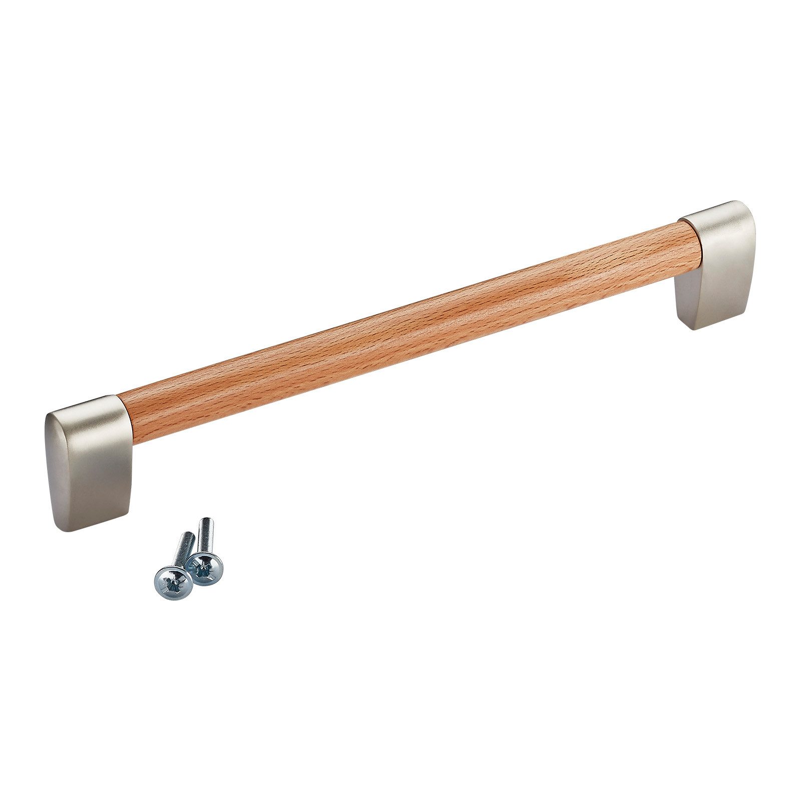 SO-TECH® Möbelgriff Bügelgriff SW151 BA 192 mm, inkl. Schrauben (1-St), Edelstahloptik / Buche natur von SCHÜCO ALU COMPETENCE