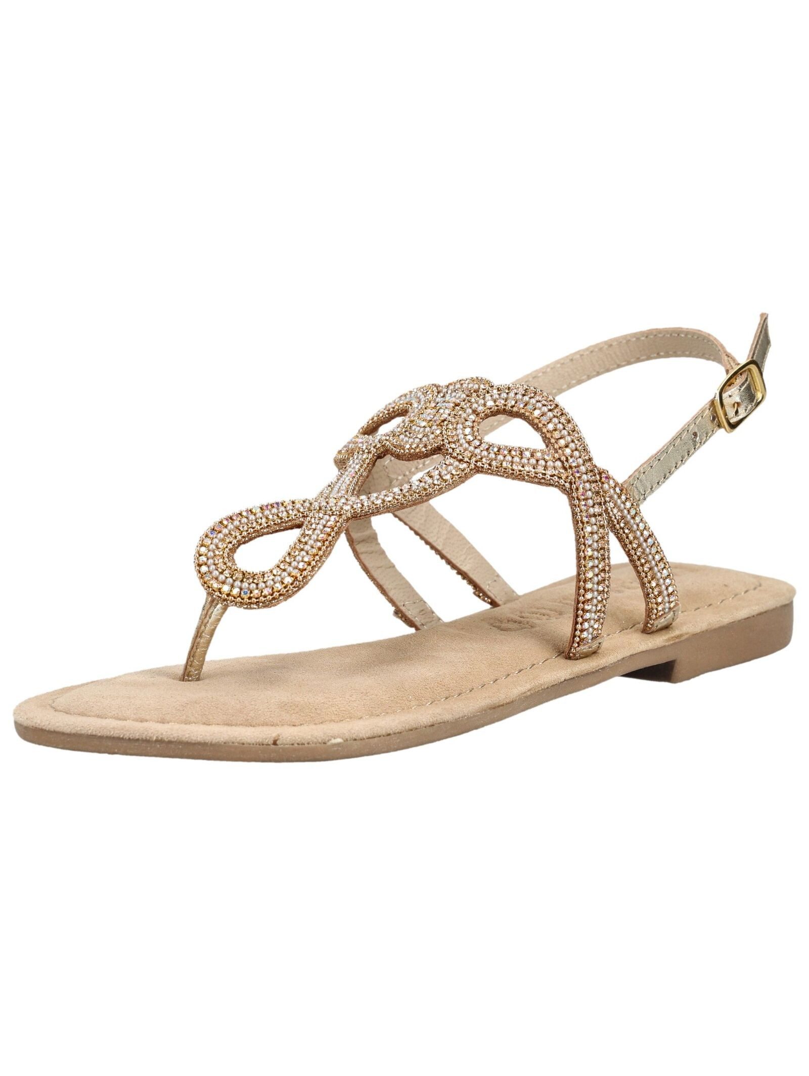Lazamani Sandalen Leder/Textil Zehentrenner