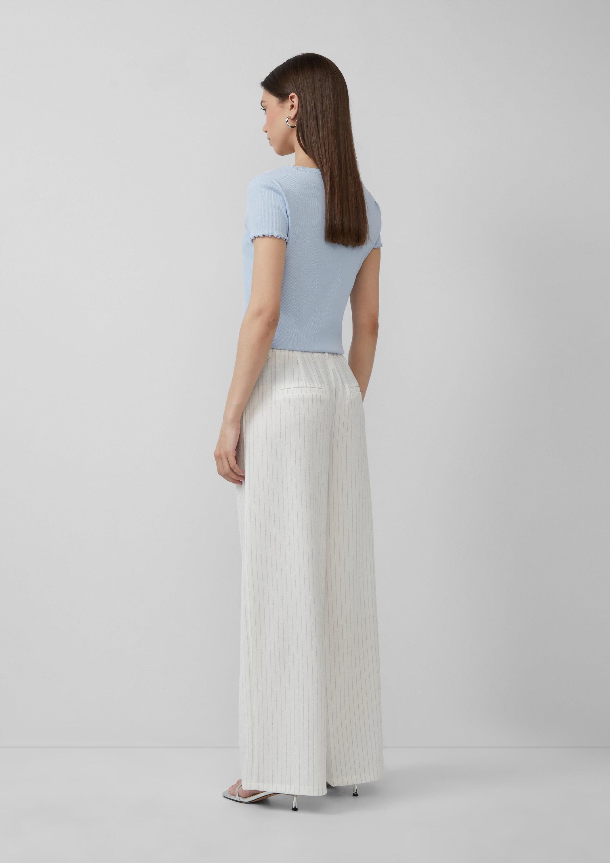 QS Chinos Hose Nadelstreifen-Hose mit weitem Bein