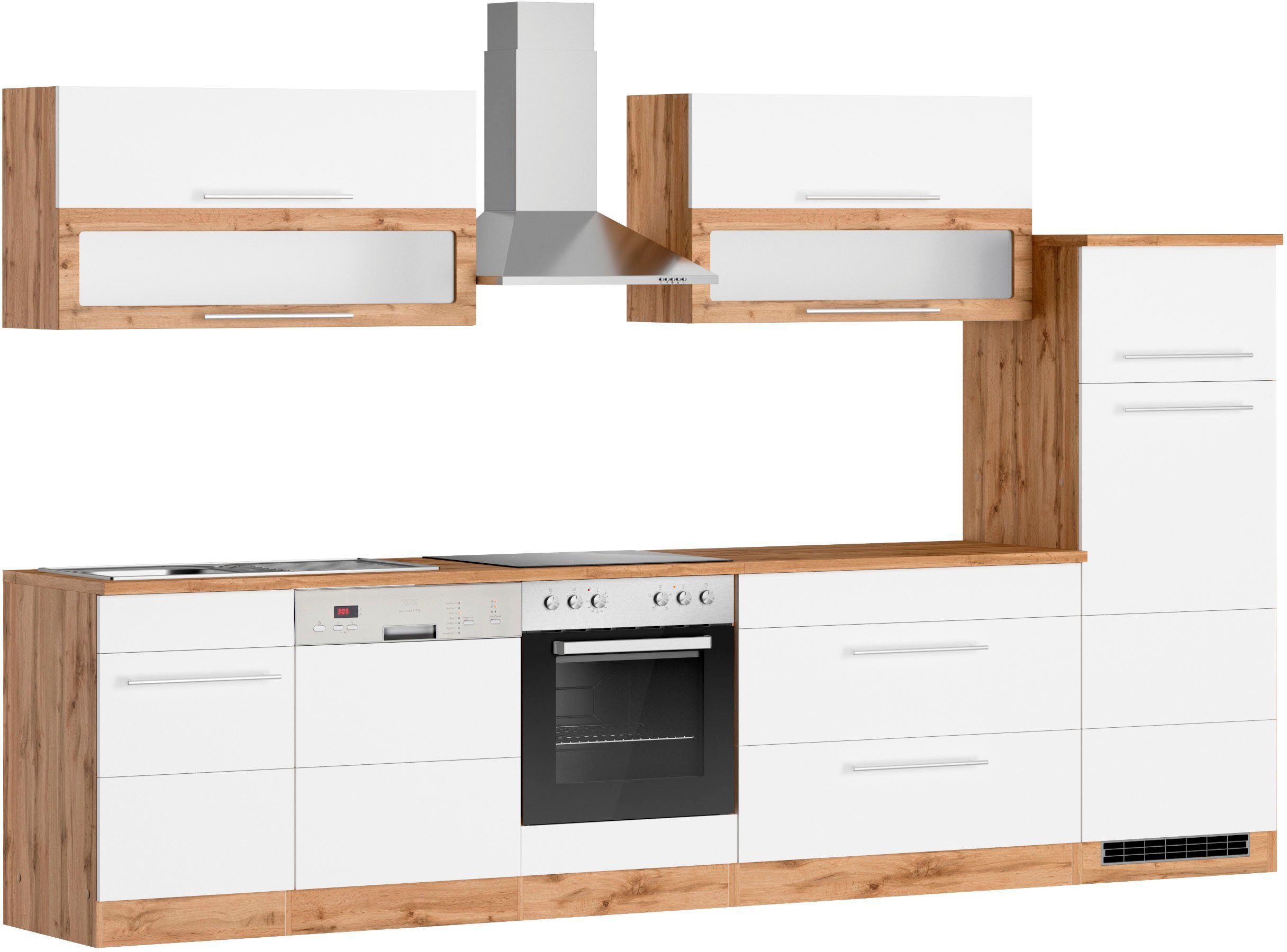HELD MÖBEL Küche Wien, Breite 330 cm, wahlweise mit E-Geräten, Wahlweise  mit oder ohne E-Geräte | Vorratsschränke