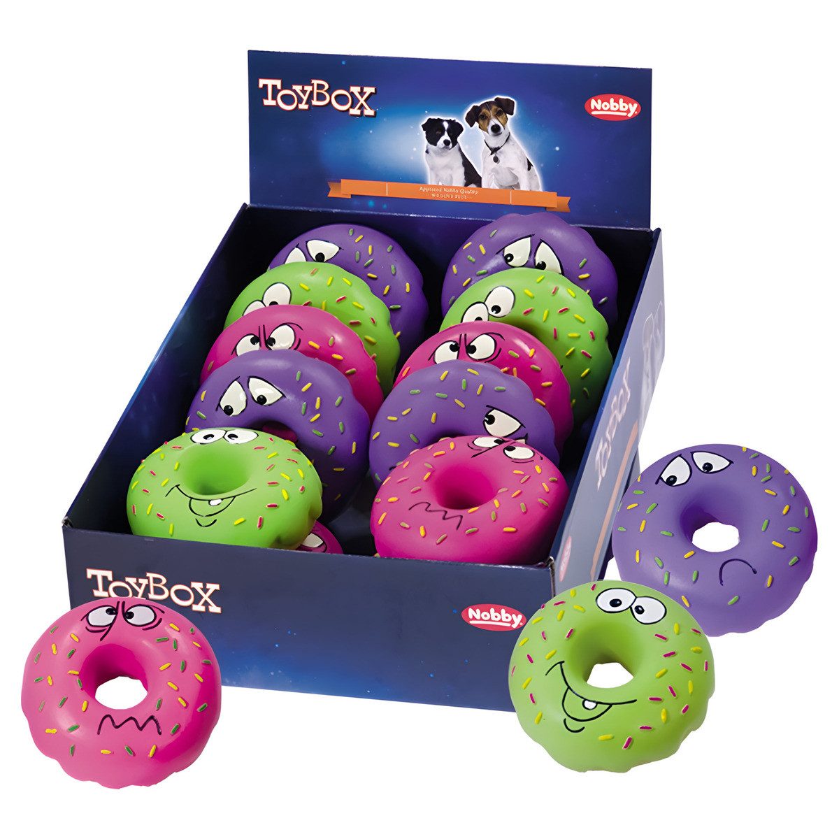 Nobby Tierquietschie Hundespielzeug Donut mit Gesicht aus Latex