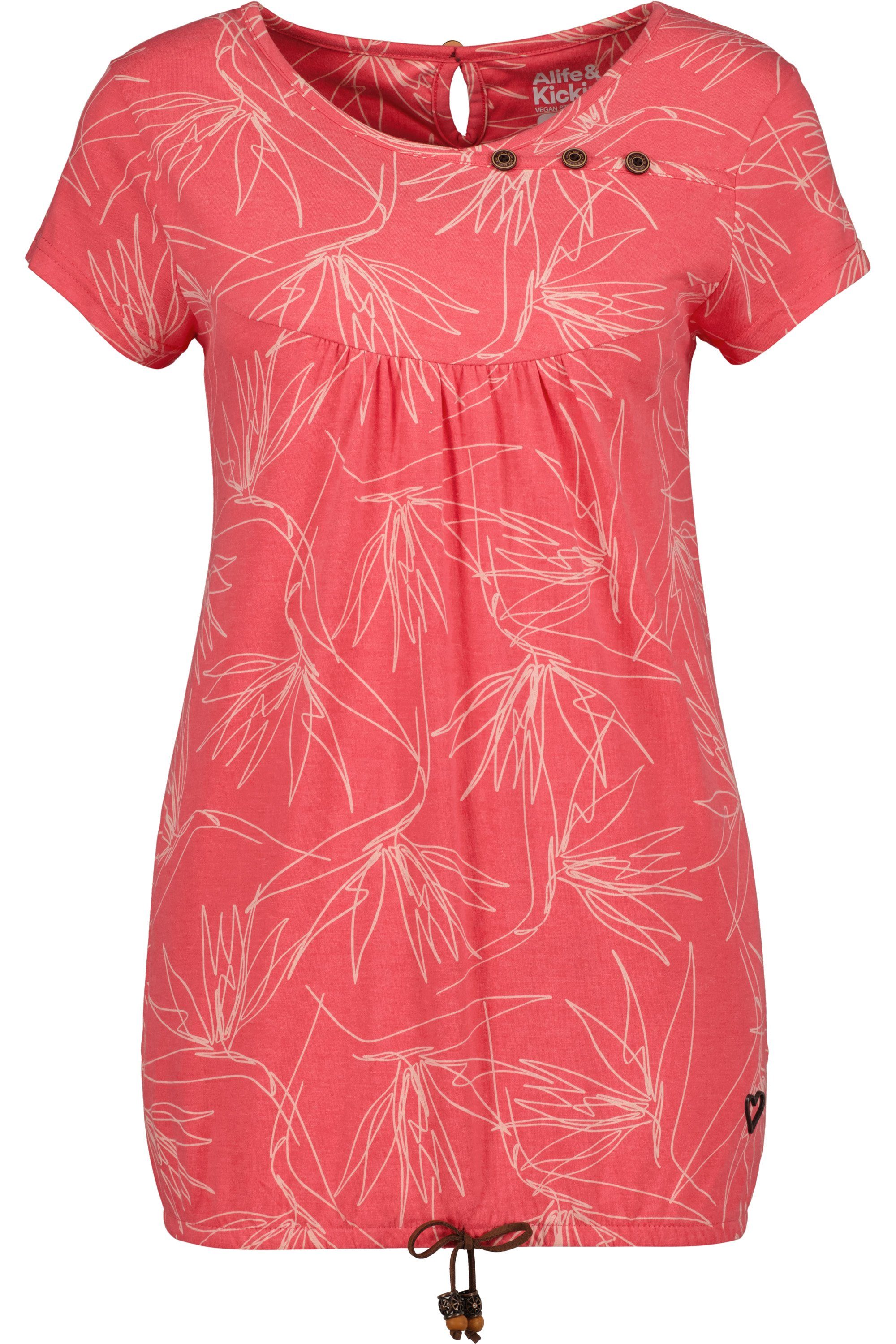 Kurzarmshirt, Kickin coral Rundhalsshirt Shirt Alife SummerAK Shirt & Damen melange B