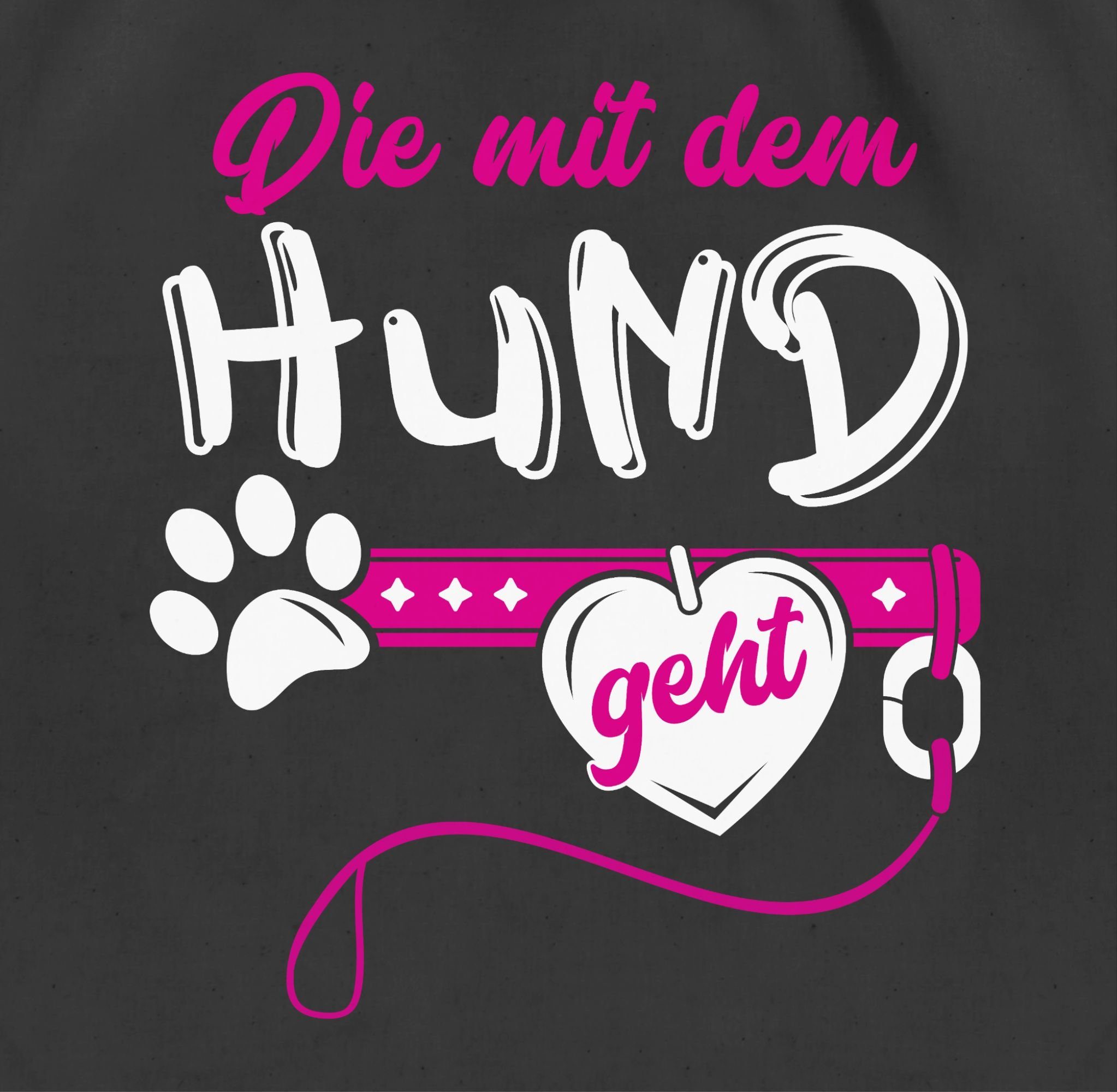 Shirtracer Turnbeutel Die mit dem Hund geht I Hundemama Hundebesitzerin Hundetrainerin Gesch, Geschenk für Hundebesitzer