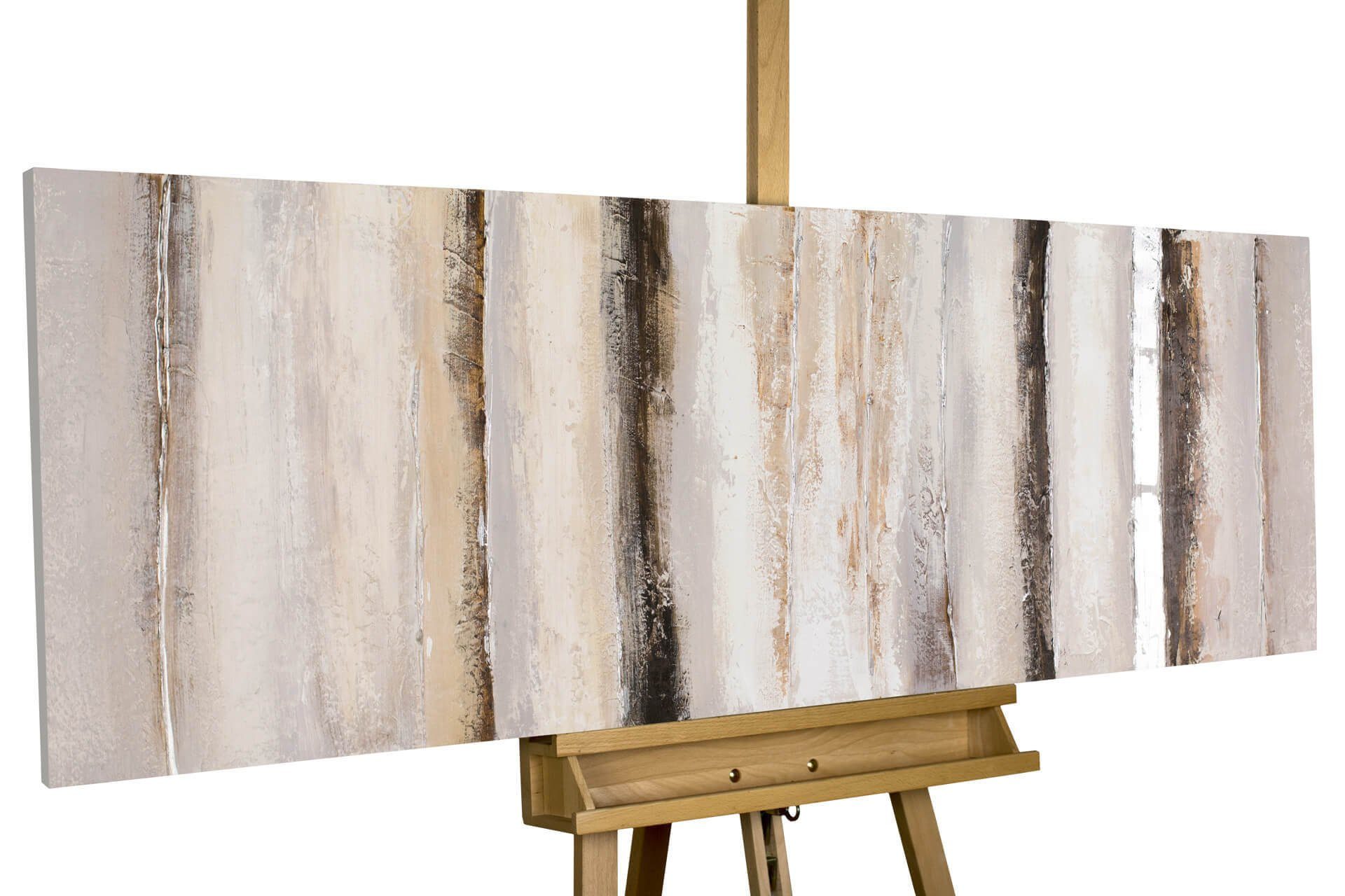 KUNSTLOFT Gemälde Vanilla Sky 150x50 cm, Leinwandbild 100% HANDGEMALT Wandbild Wohnzimmer