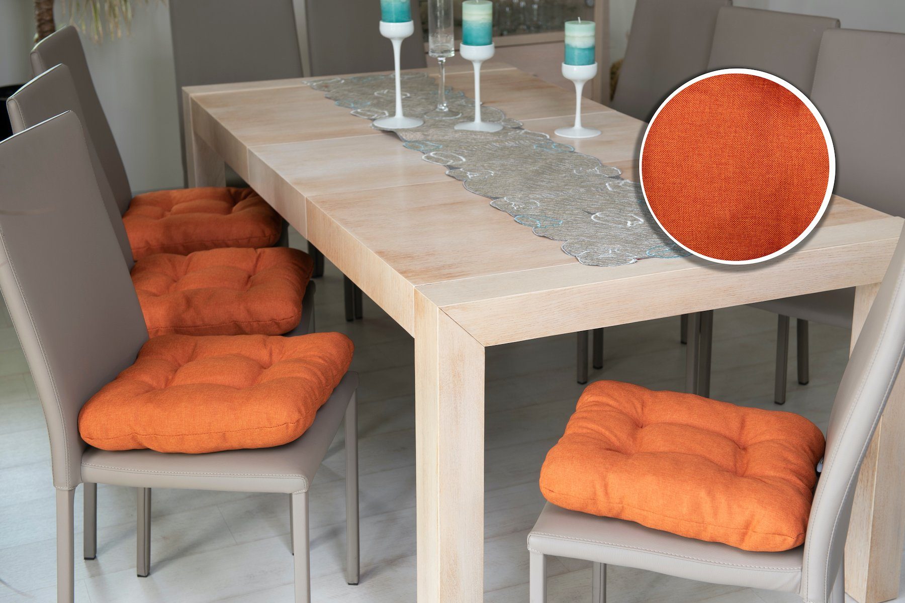 sunnypillow Bänke Polsterauflage orange Set Stühle 40x40 für 8cm, Bequeme cm 4er / Stuhlkissen Stuhlkissen Auflage