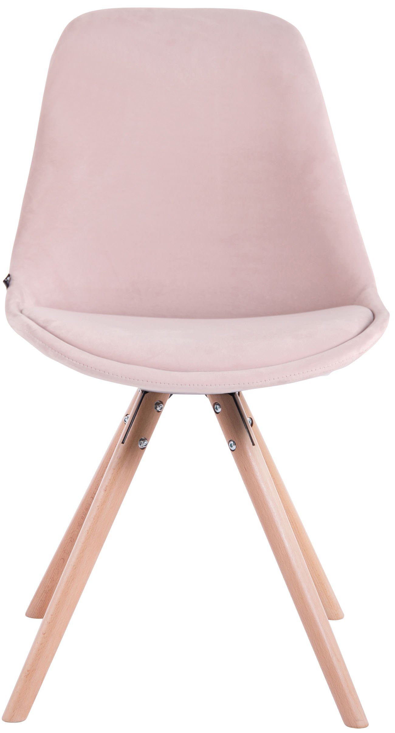 TPFLiving Besucherstuhl Toulon mit hochwertig - (Küchenstuhl rund - Konferenzstuhl pink Gestell: - Buchenholz - Wohnzimmerstuhl), Sitzfläche Samt Sitzfläche: Natura Esszimmerstuhl gepolsterter