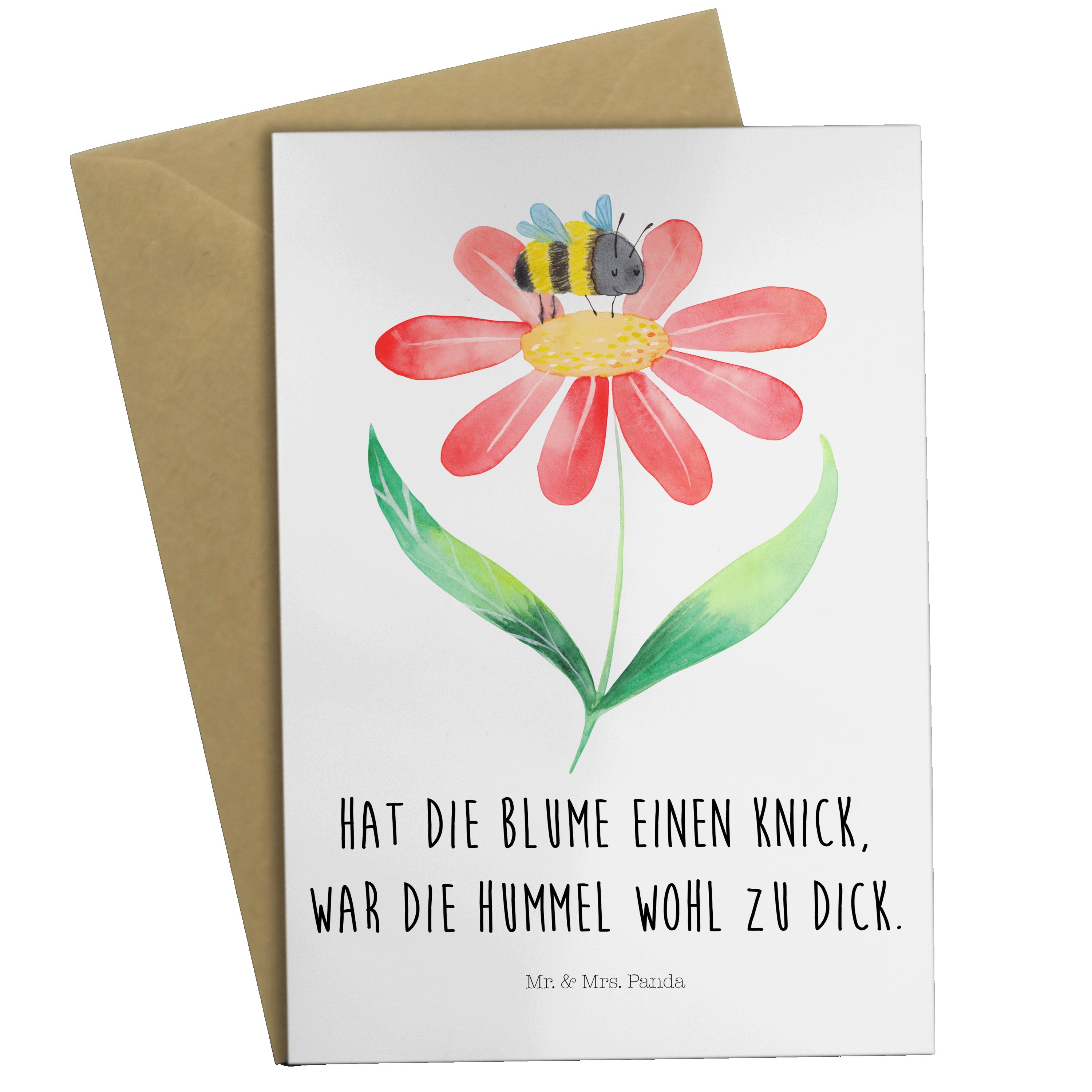 Hummel Grußkarte - Biene, & Blume Mrs. Mr. - Glückwunschkarte Weiß Klappkarte, Panda Geschenk,