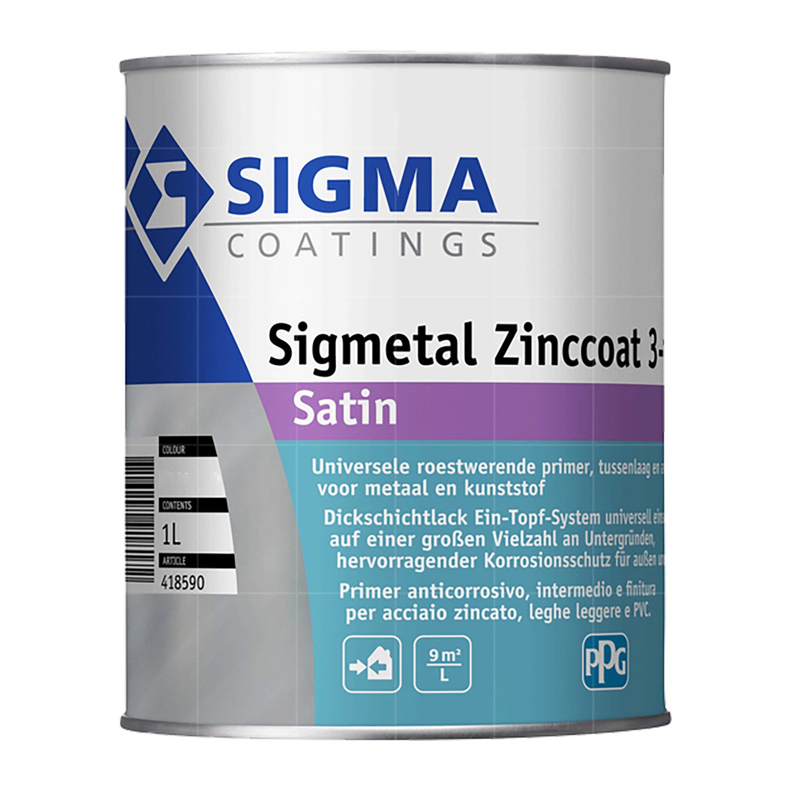 SIGMA Metallschutzlack SIGMETAL ZINCCOAT 3IN1 SATIN - 1 LTR (WEISS)
