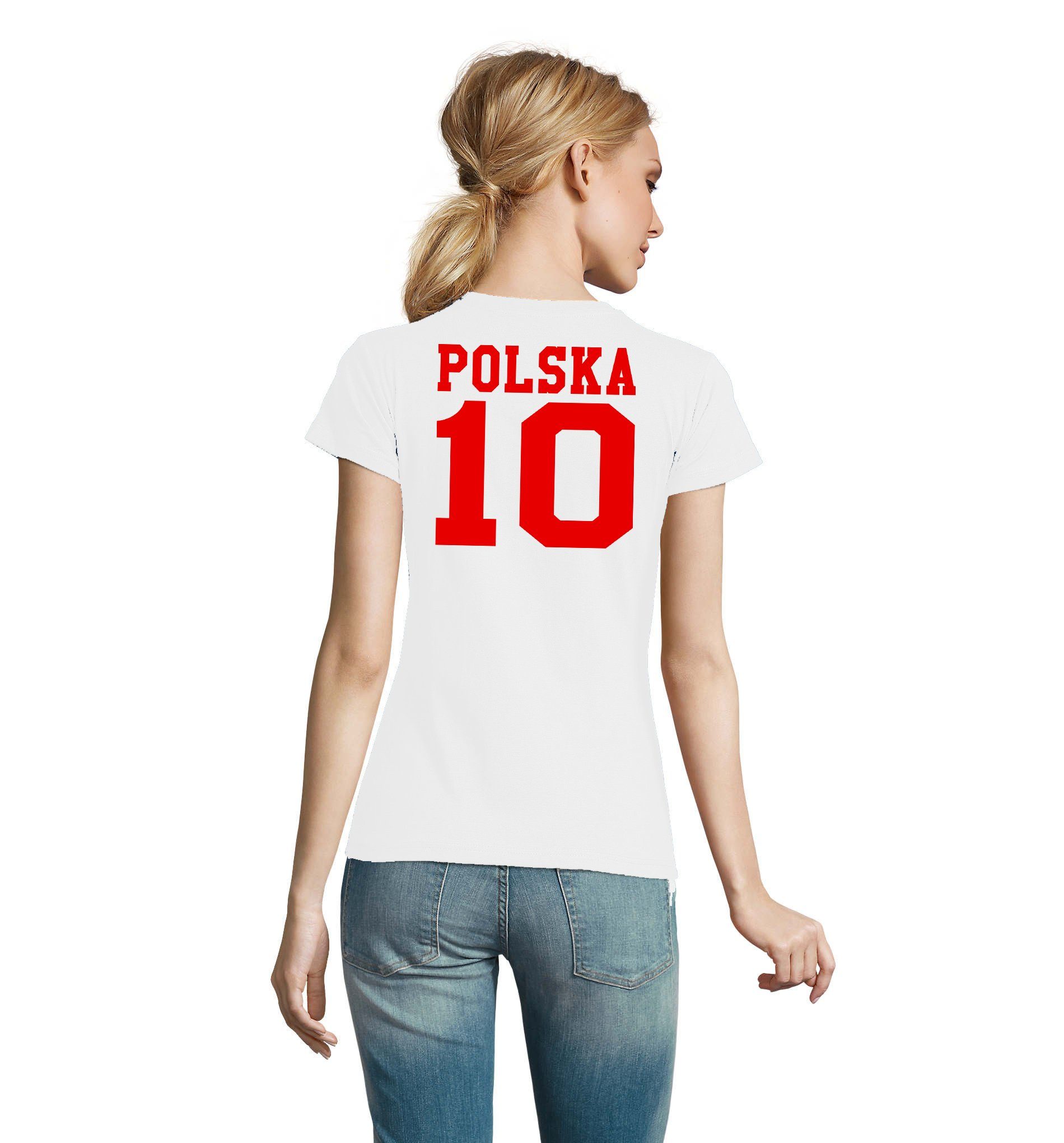 Blondie & Brownie T-Shirt Damen Polen Polska Sport Trikot Fußball Weltmeister Meister WM EM