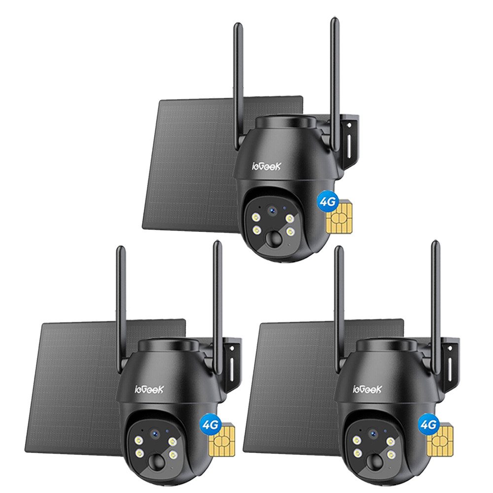 TWUFY IP-Überwachungskamera 4G LTE Überwachungskamera Aussen Akku mit SIM Karte (Außenbereich, 2K Kabellos Solar PTZ Kamera Ohne WLAN Outdoor, 3-tlg., 355°/100° Schwenkbar, Farb-Nachtsicht, Lokaler/Cloud Speicher, Audio, PIR Erkennung,Solar PTZ IP Kamera Outdoor)