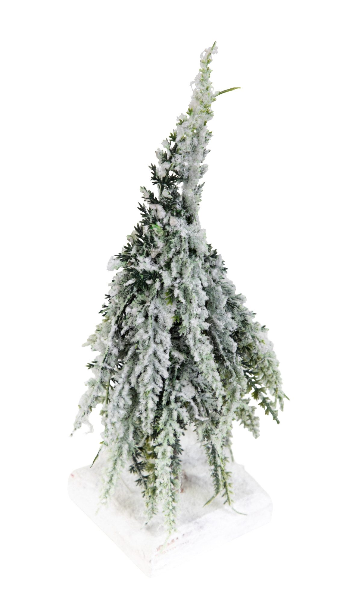 Kunstbaum Tannenbäumchen mit dickem Schnee - Dekotanne Weihnachtsbaum künstliche Tanne Tannenbaum, Seidenblumen Roß, Höhe 23 cm, auf Holzplatte - Größe: 23x10cm