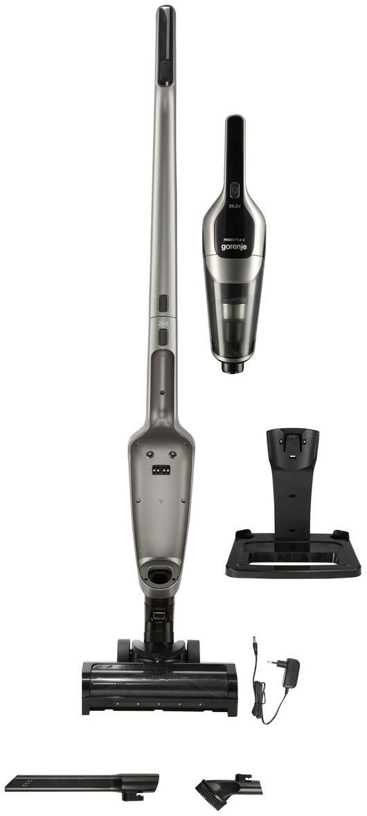 GORENJE Akku-Hand-und Стальной пылесос SVC252110FSIIA, motorisierte Turbobürste, mit Display, 150 W, beutellos, 2in1 Akkusauger, hohe Saugkraft, 25.2 Volt Lithium-Akku