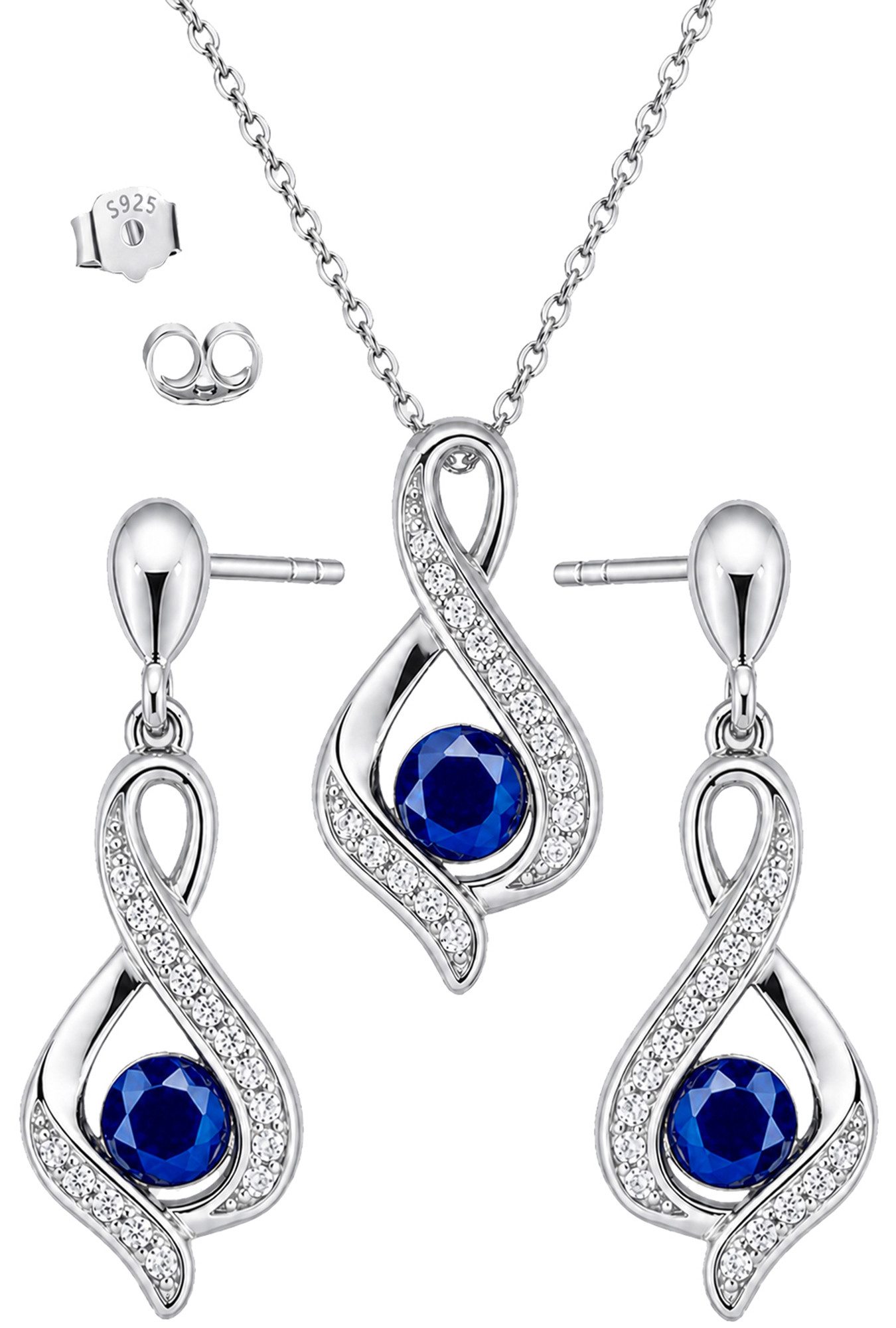 Limana Ohrring und Ketten Set Schmuckset 925 Silber hängende Ohrstecker gold Halskette mit Anhänger (inkl. Geschenkbox), Geschenkset Idee Geschenk für Sie Frauen Damen Freundin Mutter