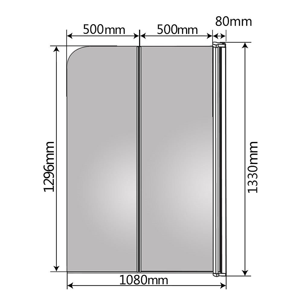 Mucola Badewannenaufsatz 133CM Glas Duschabtrennung Duschwand Badewannenaufsatz Faltwand