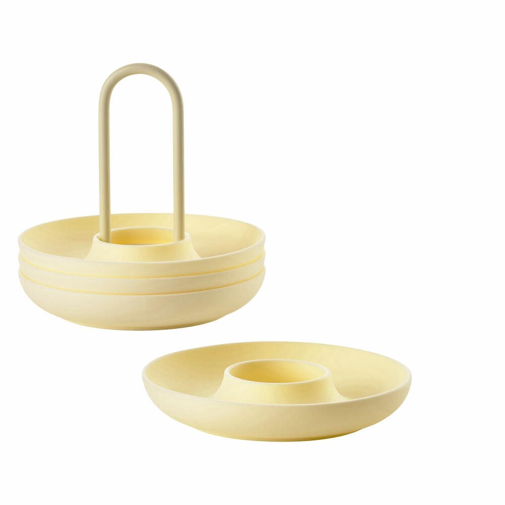 Zone Denmark Eierbecher Singles Limestone 4er Set, (4-tlg), mit Halter