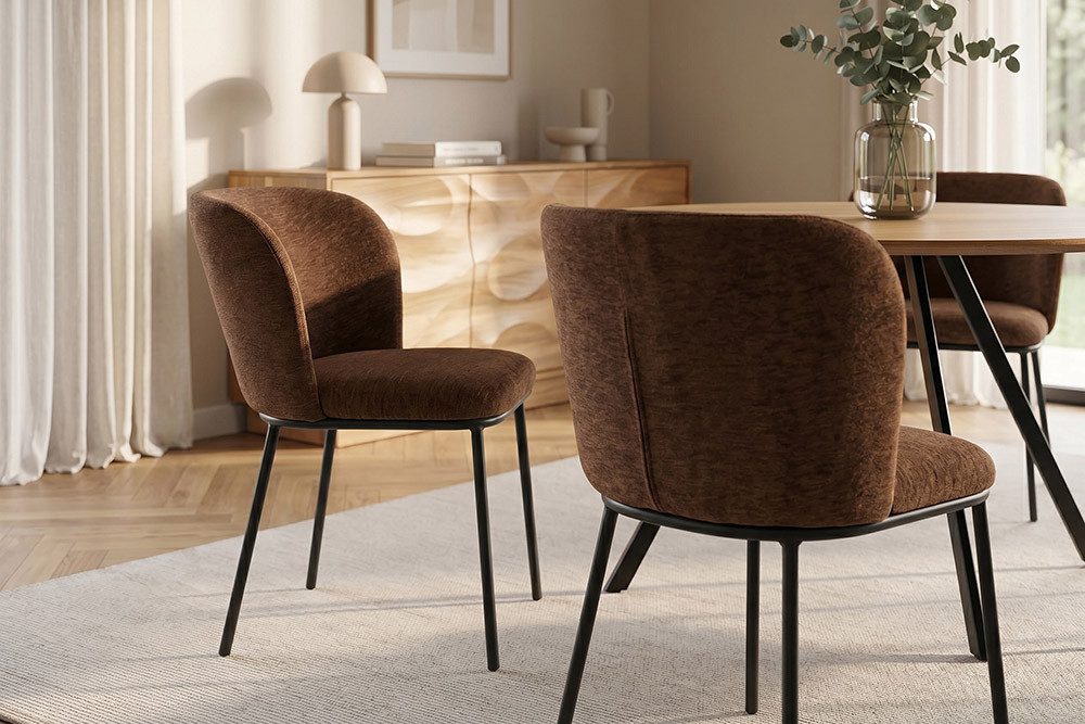 riess-ambiente Esszimmerstuhl LYON braun - Chenille, Metall, Sitzschale, Komfort, dezent, scandi (Einzelartikel, 1 St), Retro trifft Modern - ideal für Wohn- un – Bild 5 von 5