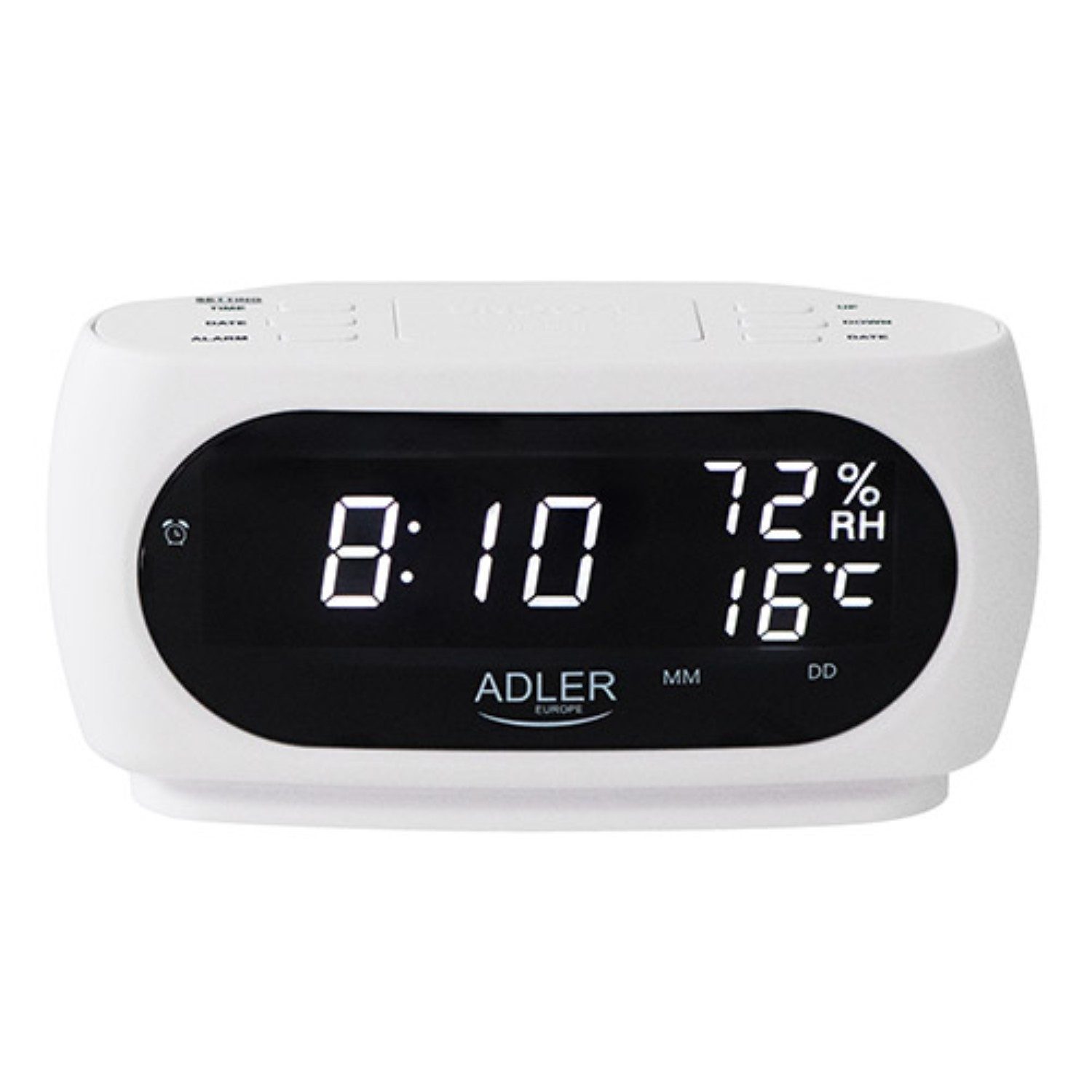 Adler Tischuhr AD 1186 mit Thermometer und Luftfeuchtigkeit, LED-Display